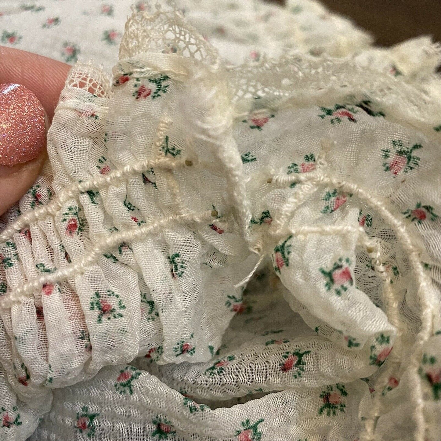 1950s Baby Girls Sunsuit, Little Craft Size 18-24m, Semi Sheer Seersucker Floral Bubble Romper