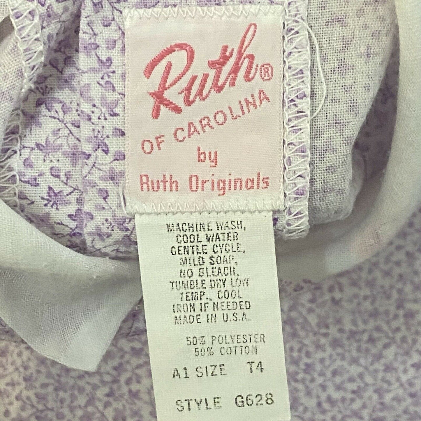 1970s Child's Prairie Dress, Ruth Of Carolina, Size 3T, Lavender Mixed Florals
