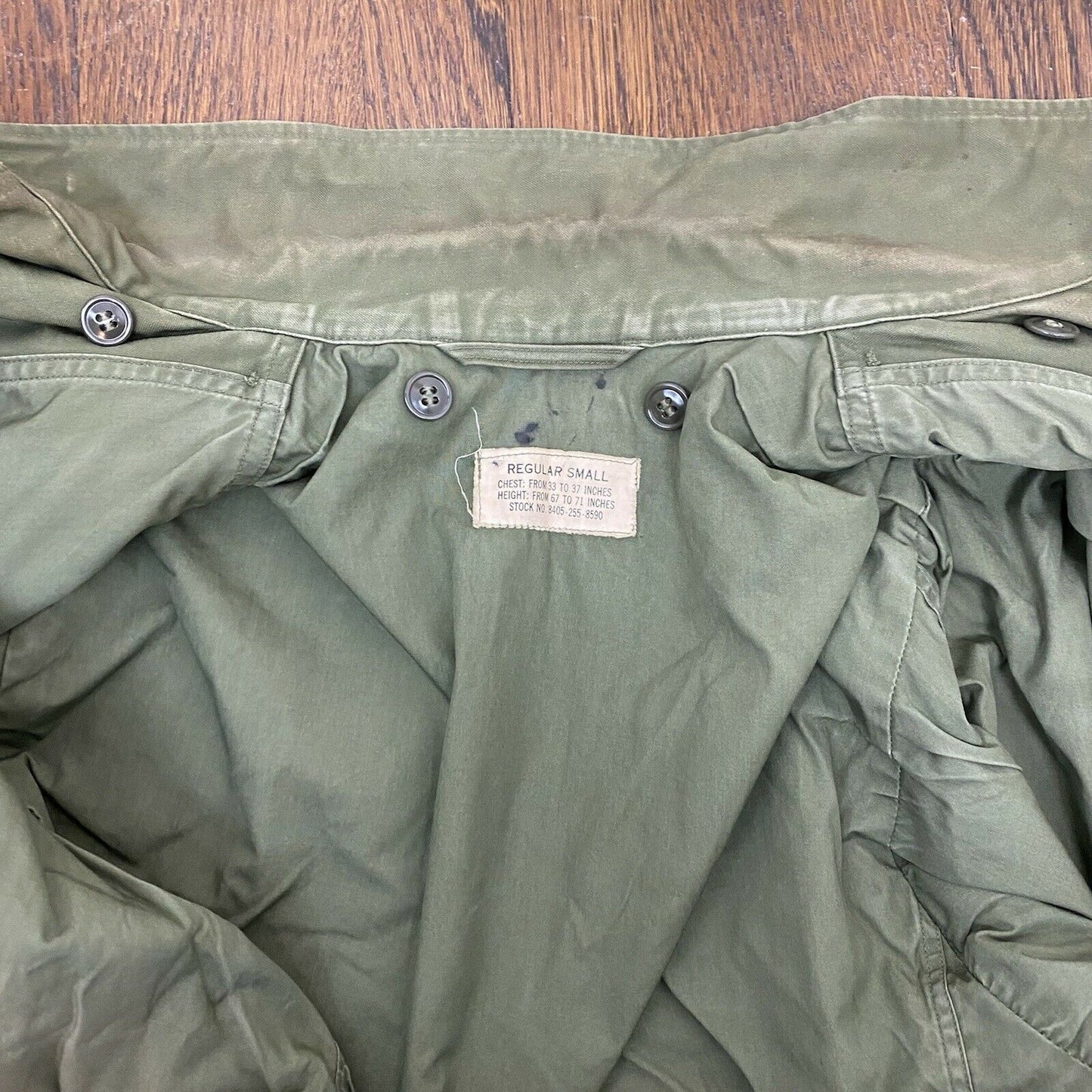 1950s/60s M-1951 OG107 US Military Field Jacket, Size Small, Vietnam War Era
