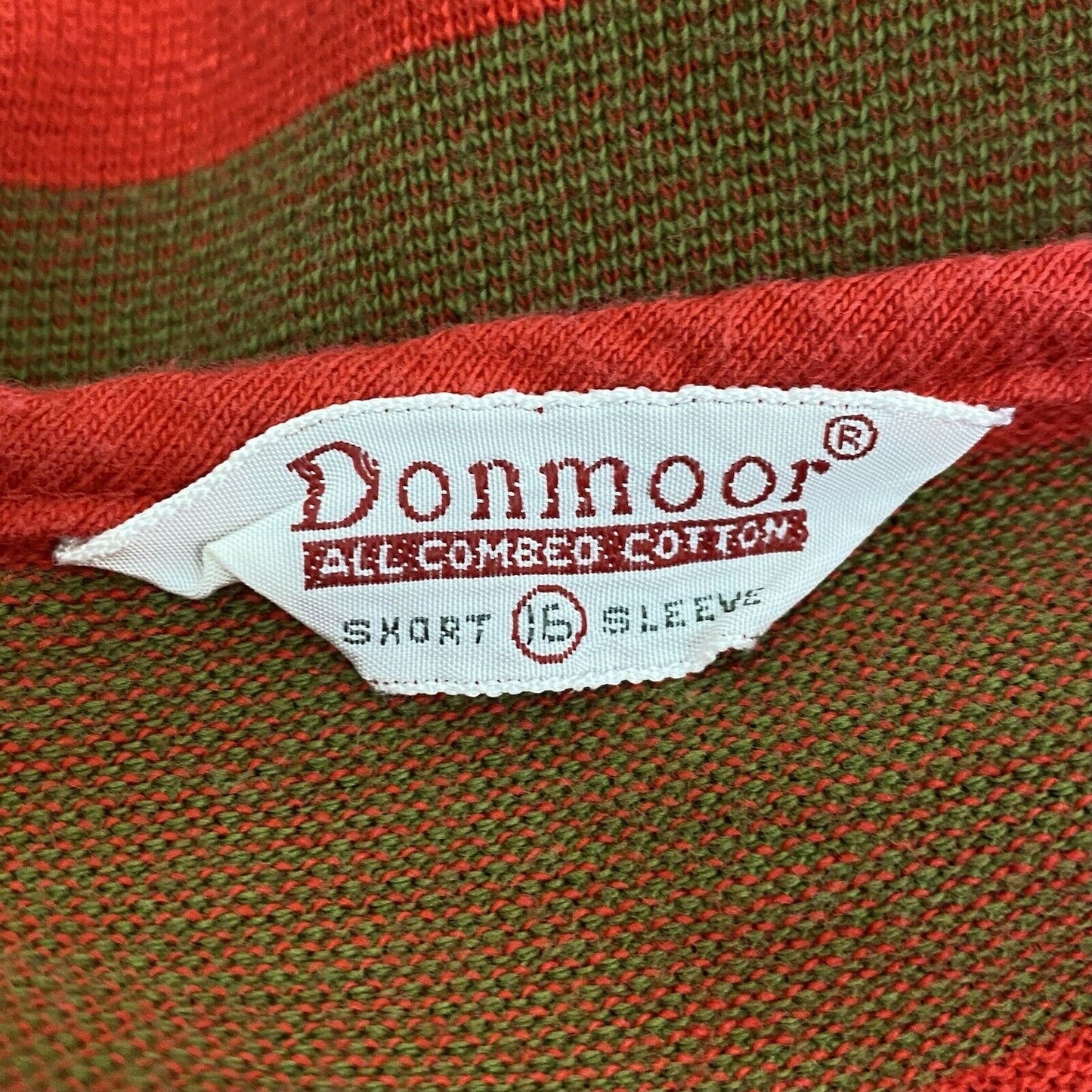 1960s Wide Stripe T-Shirt, Donmoor Size XS, Red and Army Green