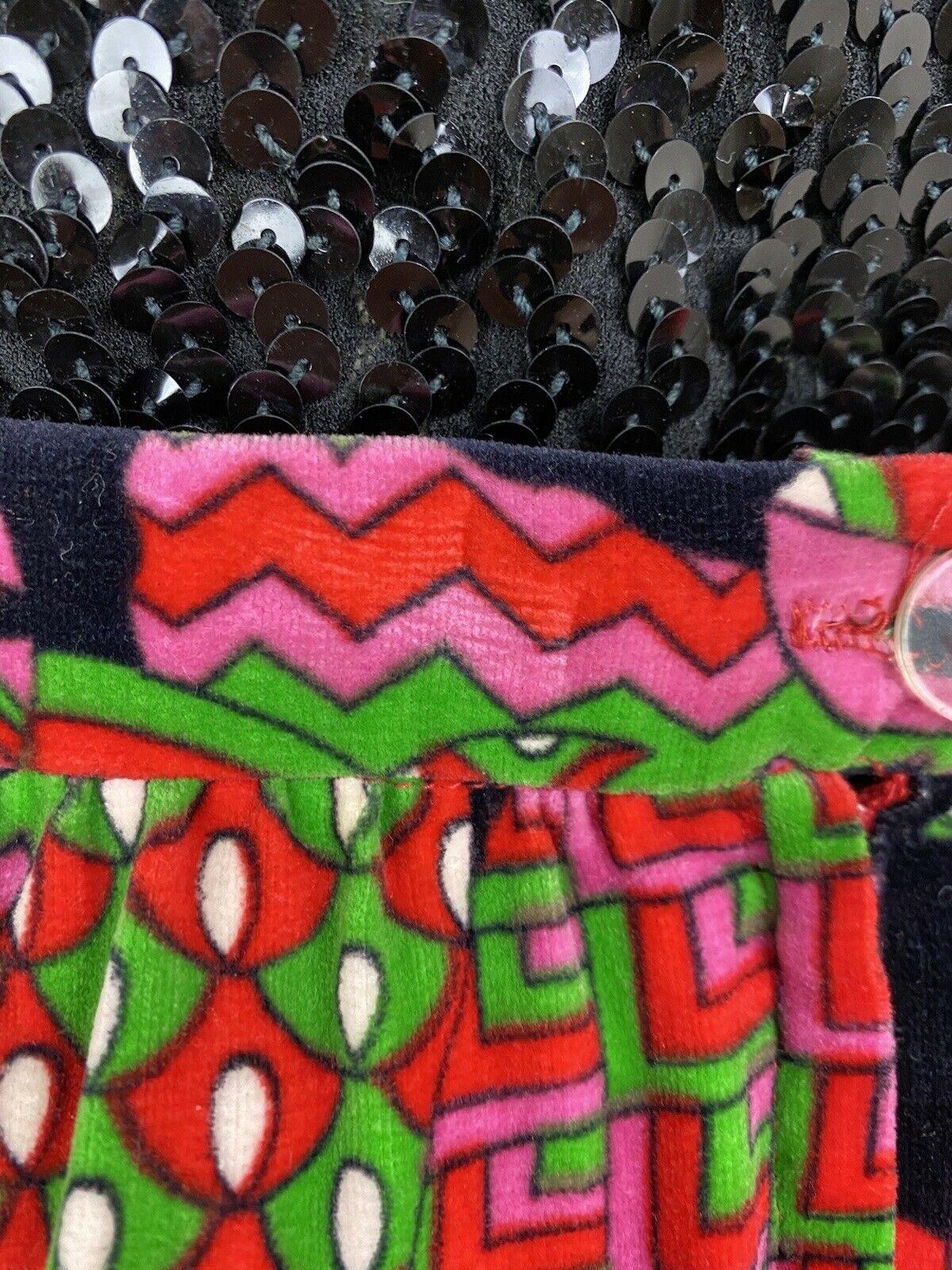 1970s Psychedelic Print Velvet Maxi Skirt, Size XS/S, 26.5" Waist, A Famous Designer Fabric from Leiter’s