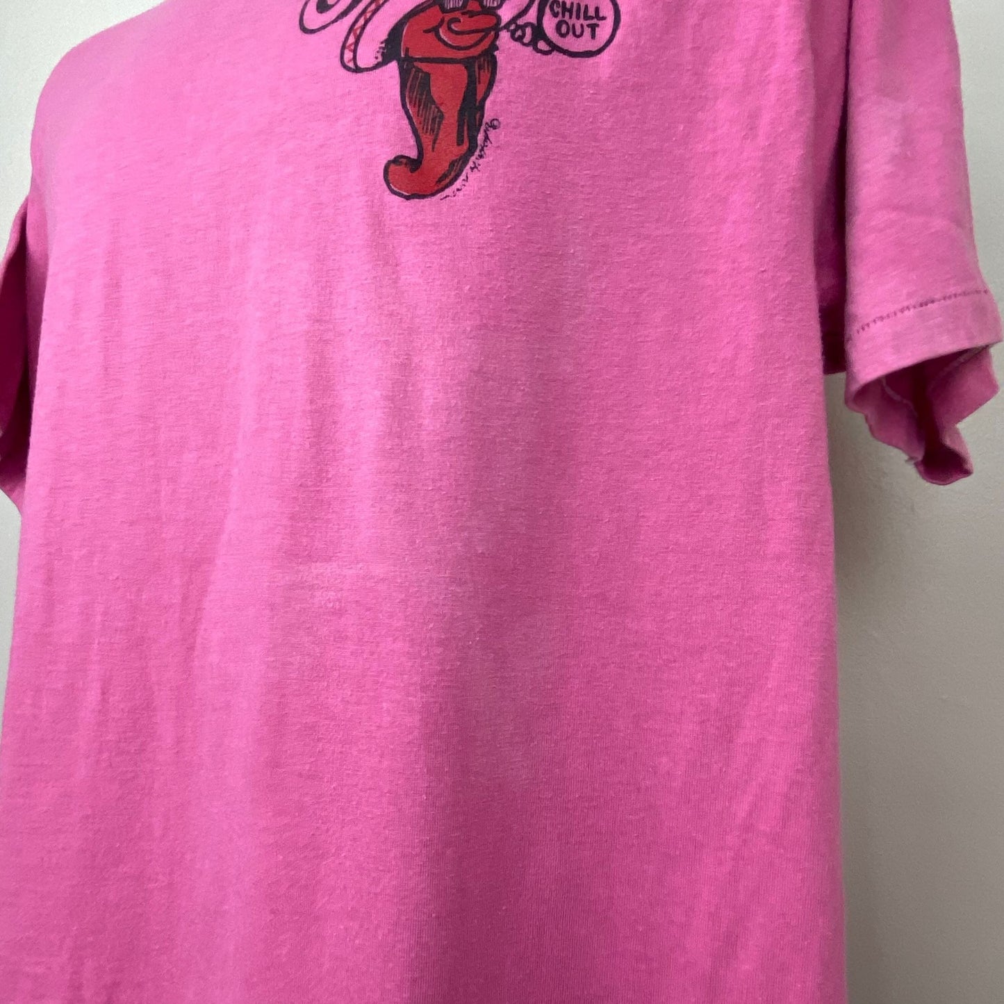 1980s/90s Chile Chill Out T Shirt, Size M/L, Pink Fade