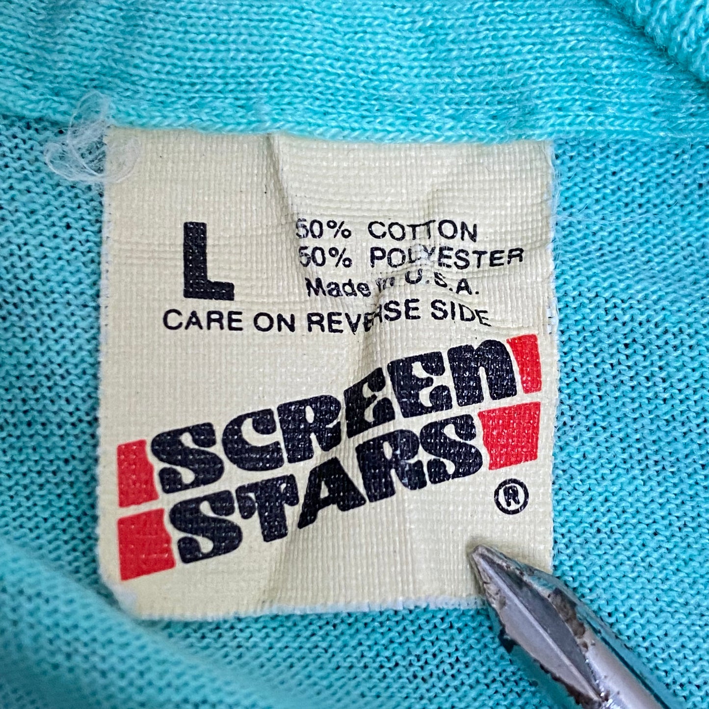 1980s “Oh Me” T-Shirt, Screen Stars Size Medium, Pastel Green
