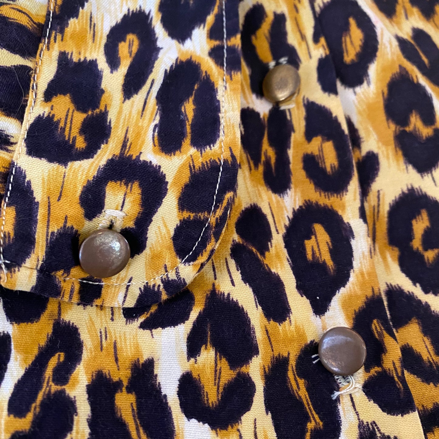 1940s/50s Leopard Print Blouse, Size S/M, Handmade, Long Sleeves