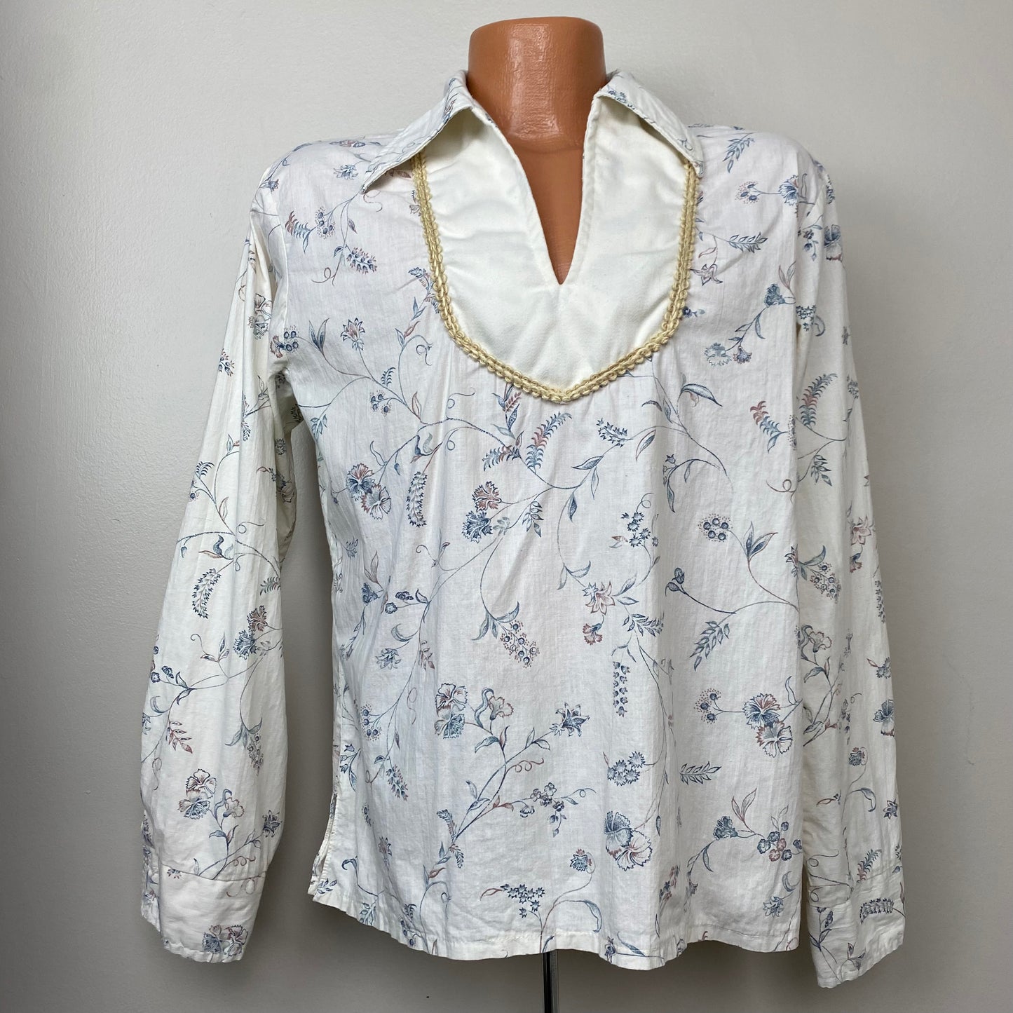 1960s/70s Floral Pull Over Shirt, Alfie California, Size Large, Hippie