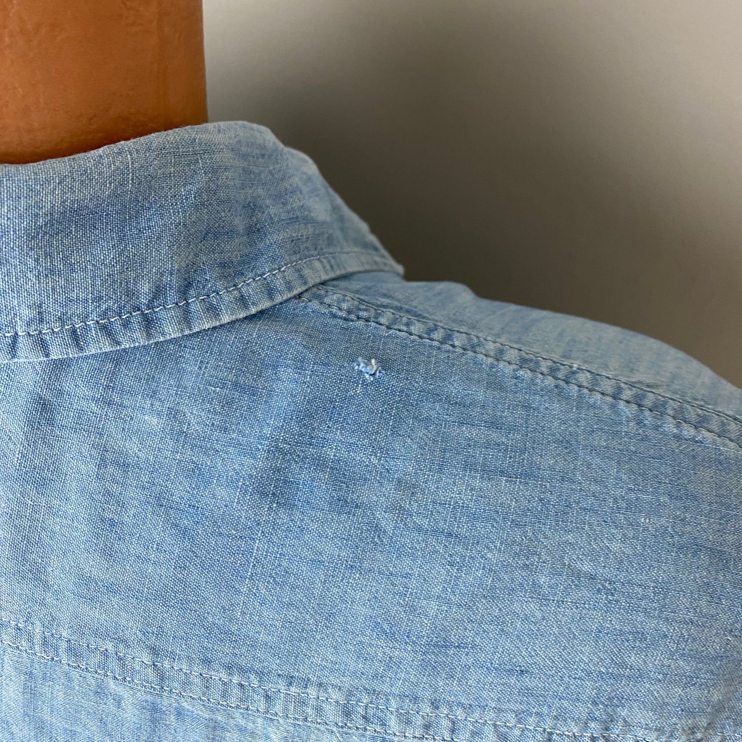 1980s OshKosh Chambray Work Shirt, Overall Fade Marks, Size X-Large