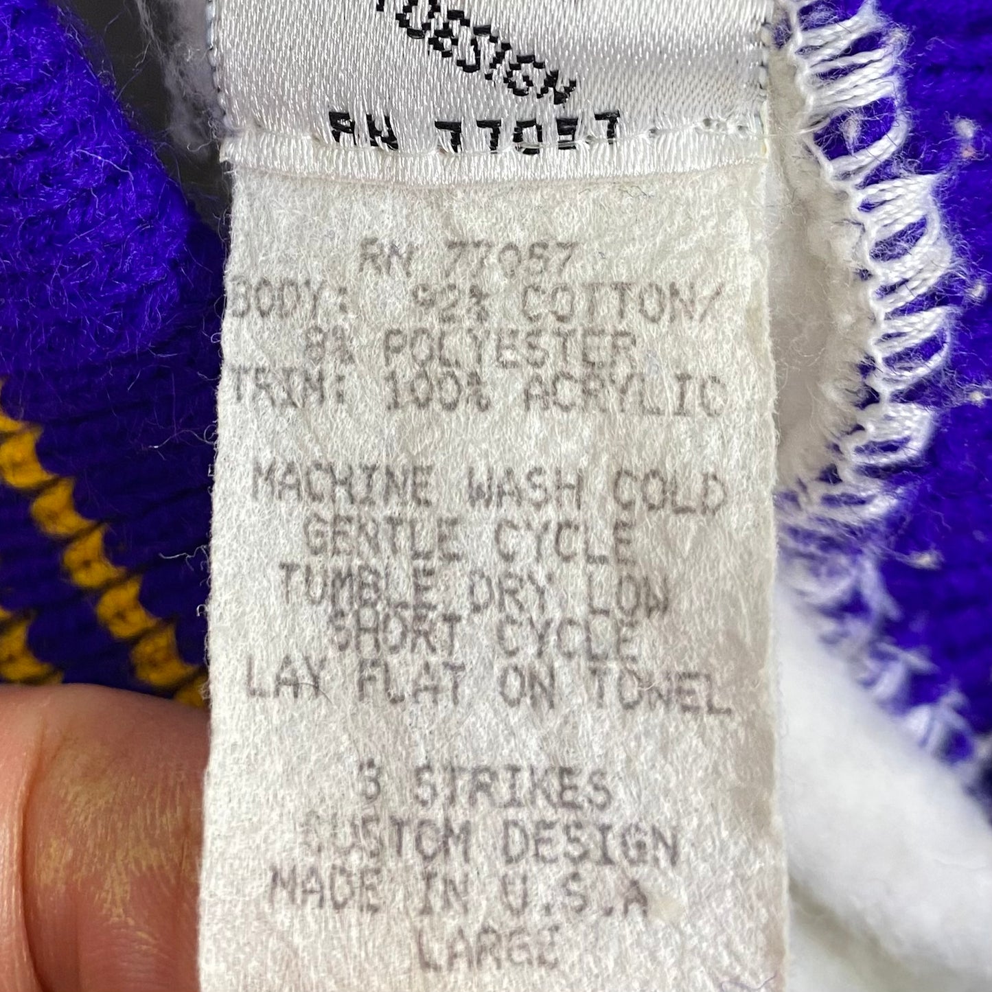 1980s/90s Crown Royal Reverse Weave Sweatshirt, 3 Strikes Size Medium