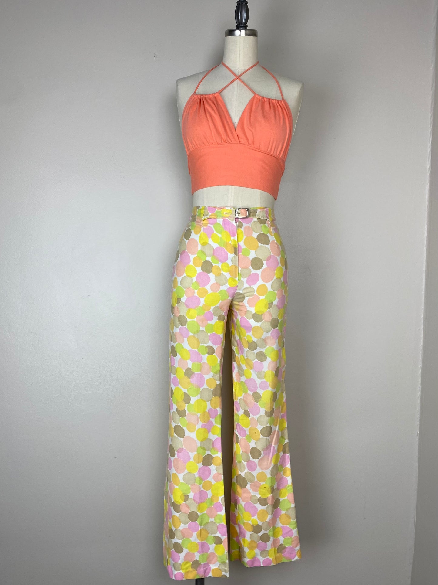1970s Orange Knit Cropped Halter Top, John Craig London, Size XS/S