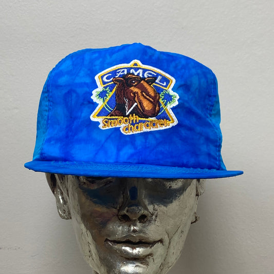 1990s Joe Camel Snapback Hat, Blue Tie Dye Nylon, One Size Fits Most