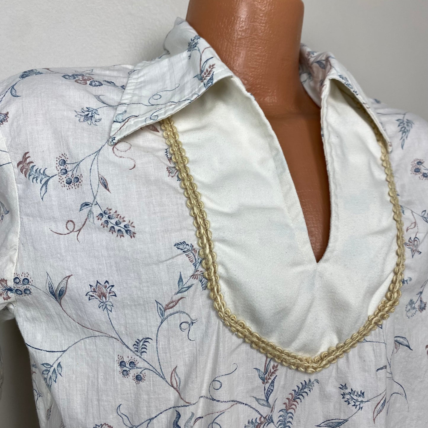 1960s/70s Floral Pull Over Shirt, Alfie California, Size Large, Hippie