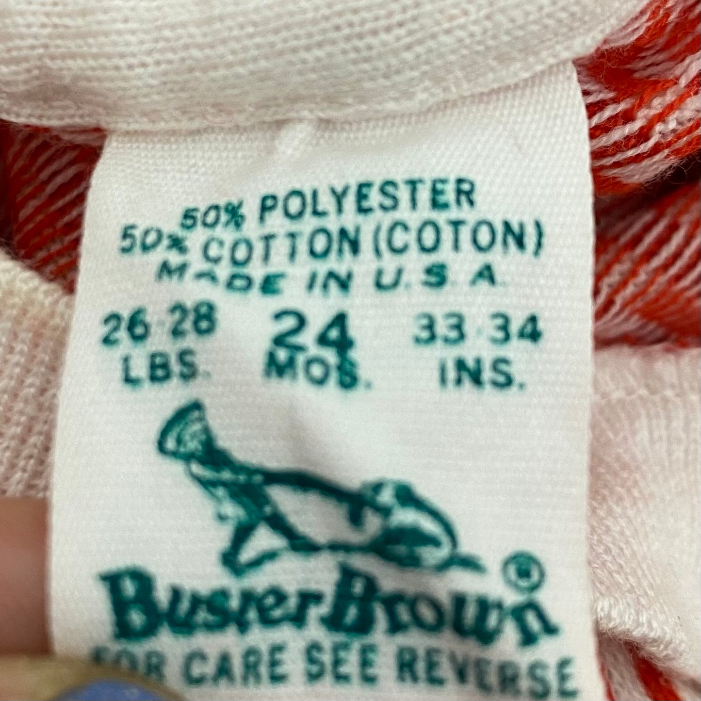 1970s Buster Brown Romper, 12-24M, Red and White Stripes