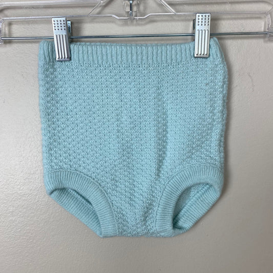 1970s Seed Stitch Knitted High Waisted Bloomer, Baby Blue Brief Shorts