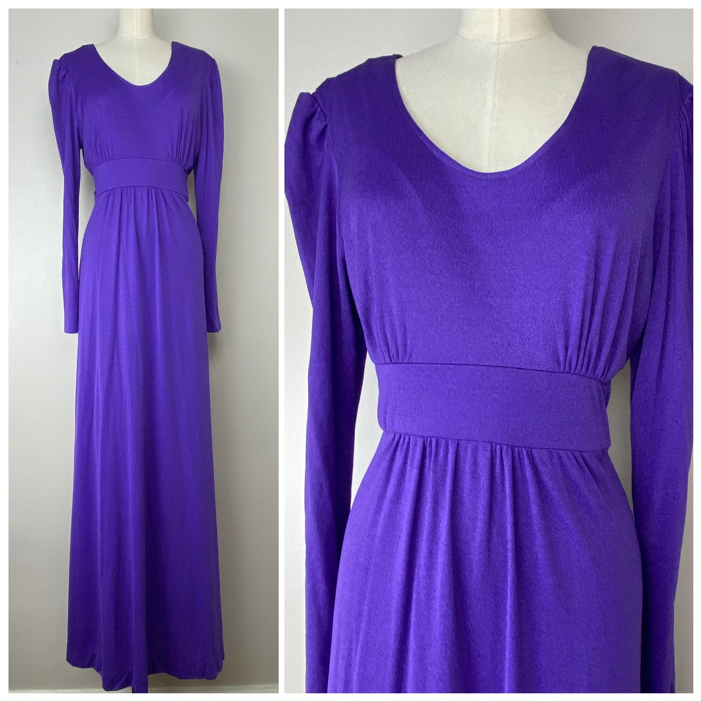 1970s Purple Maxi Dress, Lane Bryant Tall Shop, Size M/L, Long Sleeves