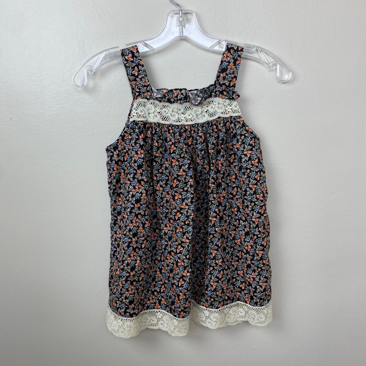 1970s/80s Floral Sundress, Kids Size 6, Prairie, Cottagecore