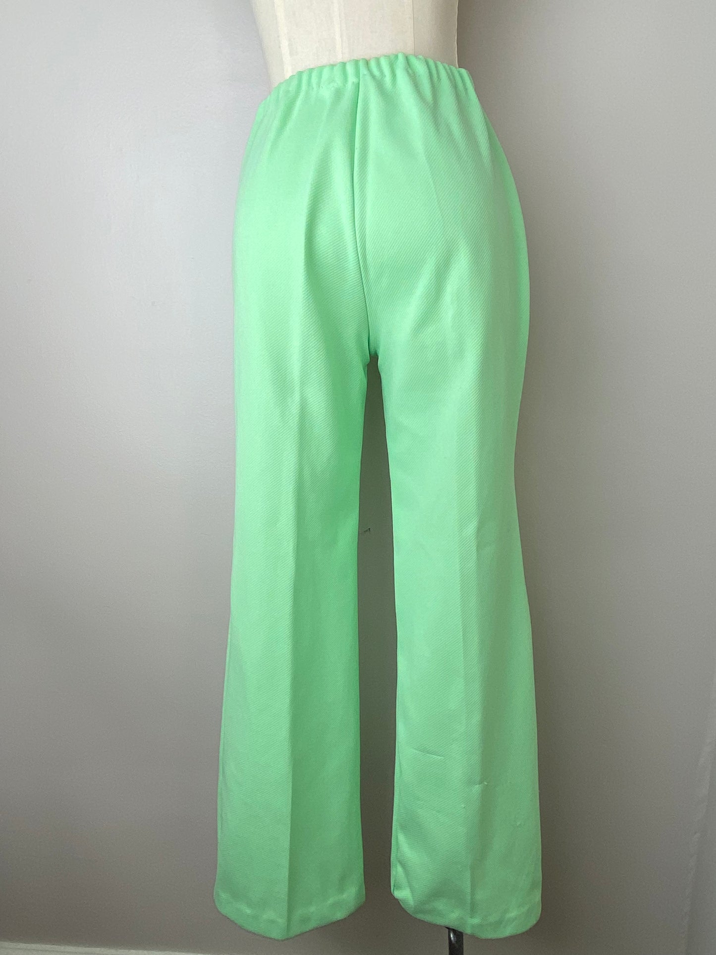 1970s Green Embellished Western Set, Size S/M, Double Knit Shirt Jacket and Pants, Rhinestones Butterflies Roses