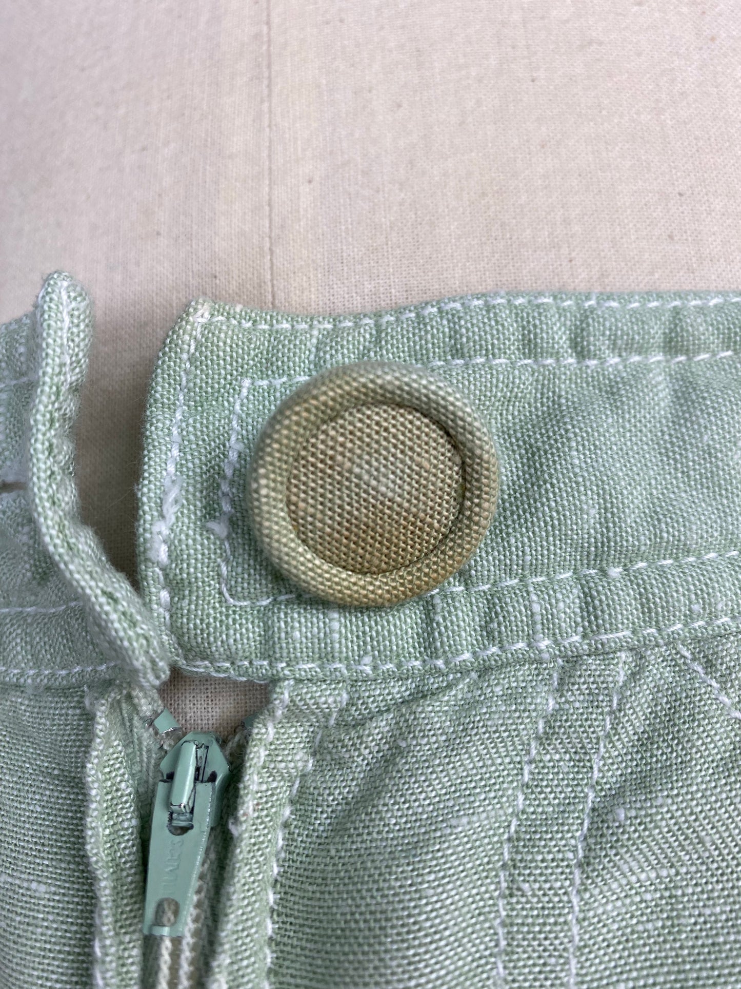 1970s Mint Green Pants, The Strawberry Plant, Size XS, 22"x27"