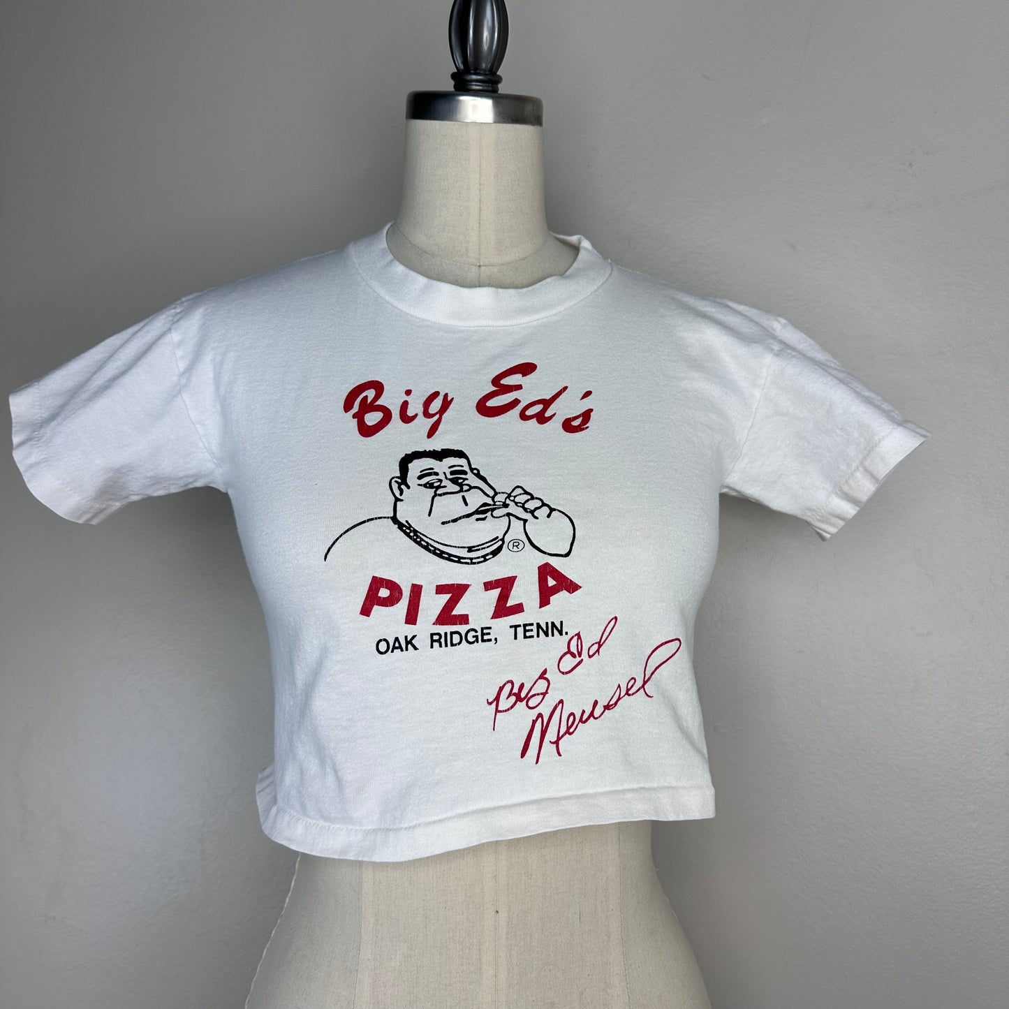 1980s Big Ed’s Pizza Cropped T-Shirt, Kids 10/12, Adult XS
