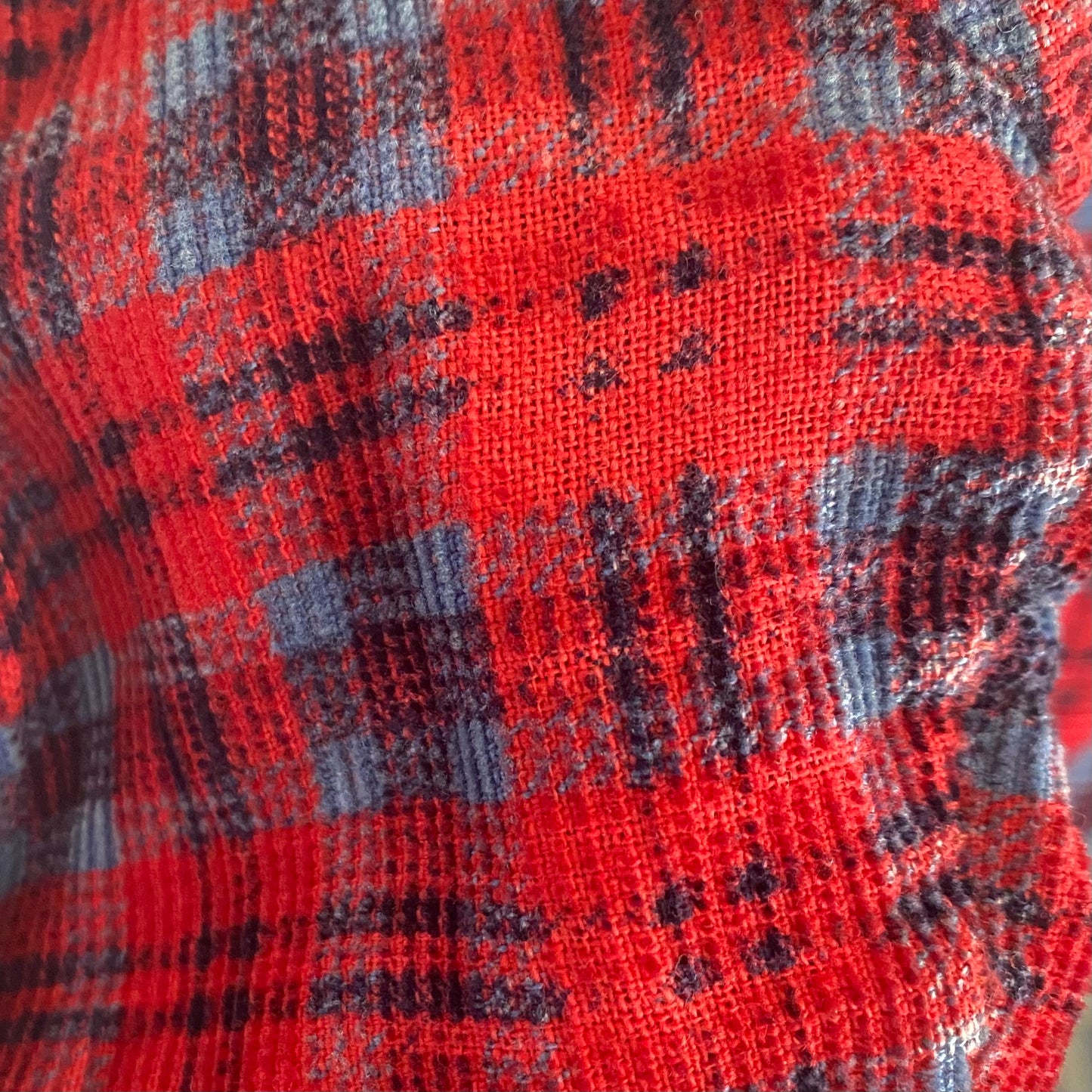 1950s Red Plaid Corduroy Pants, 25"x22.5", High Waisted, Cropped Peg Leg