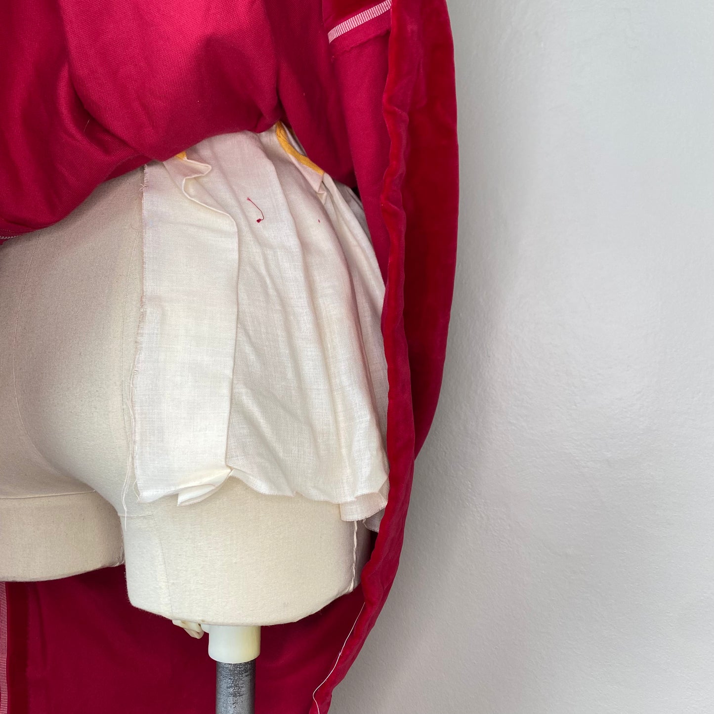 1950s Red Velvet Dress, Size XS, Sleeveless