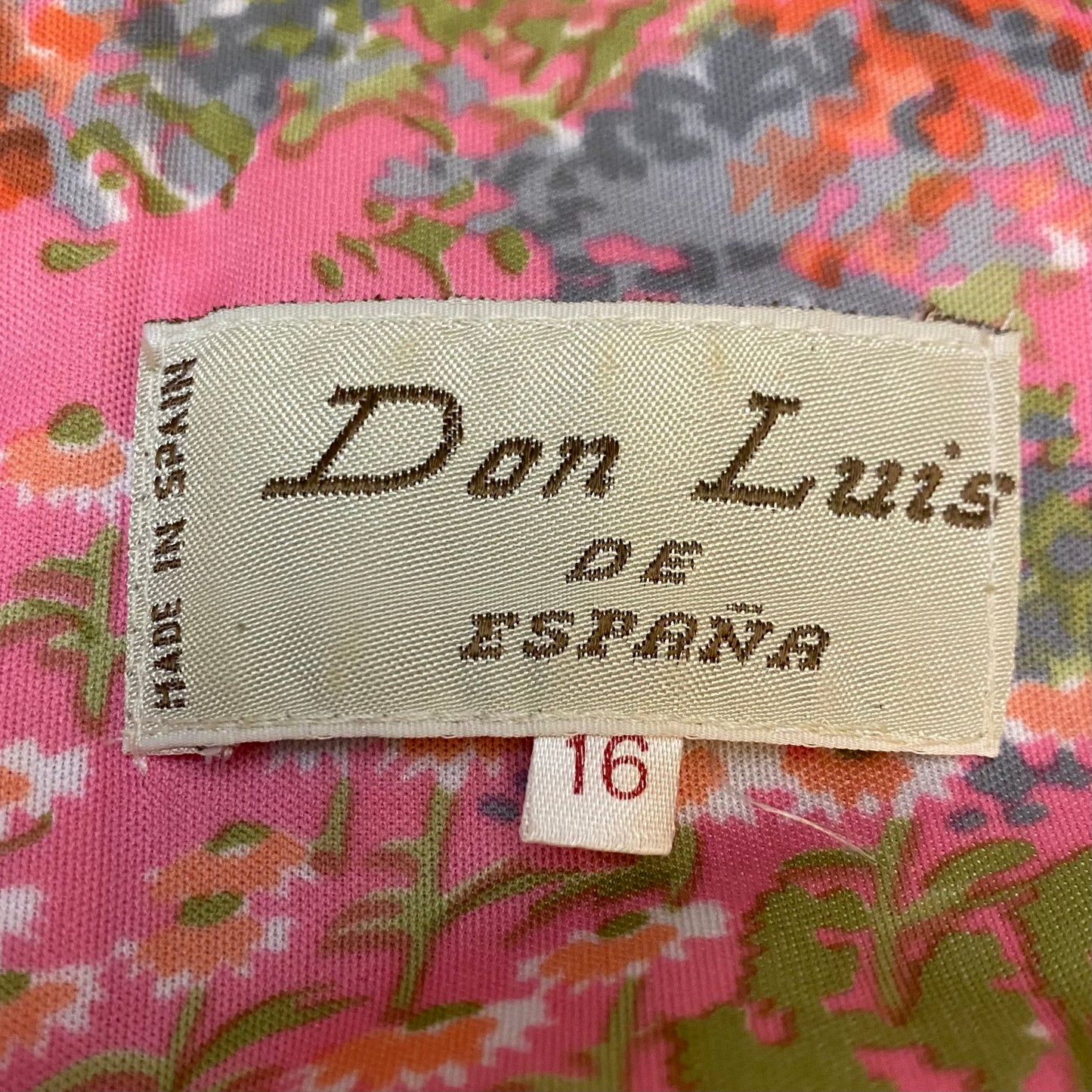 1970s Don Luis de Espana Designer Maxi Dress, Pink Floral, Size M/L