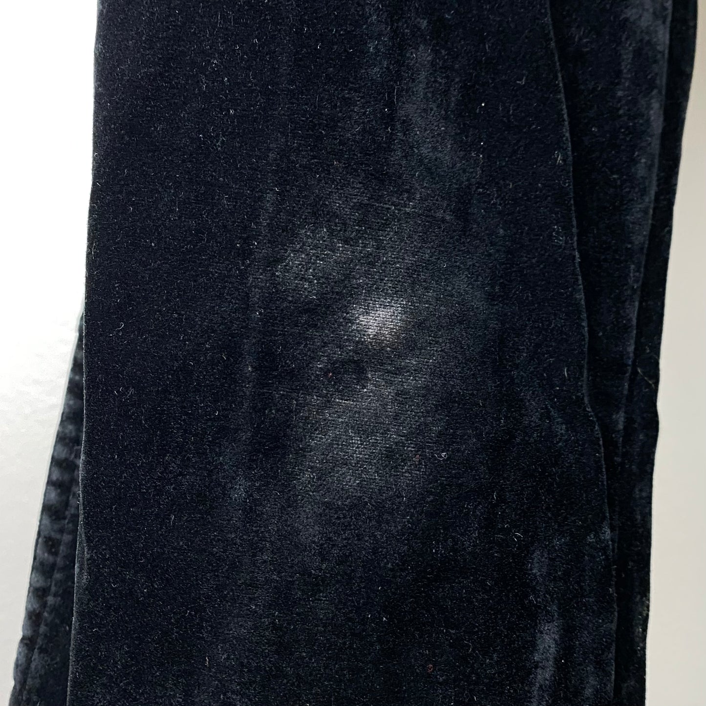 1970s Black Velvet Bell Bottom Pants, Size Small, Mid Rise 27.5" Waist