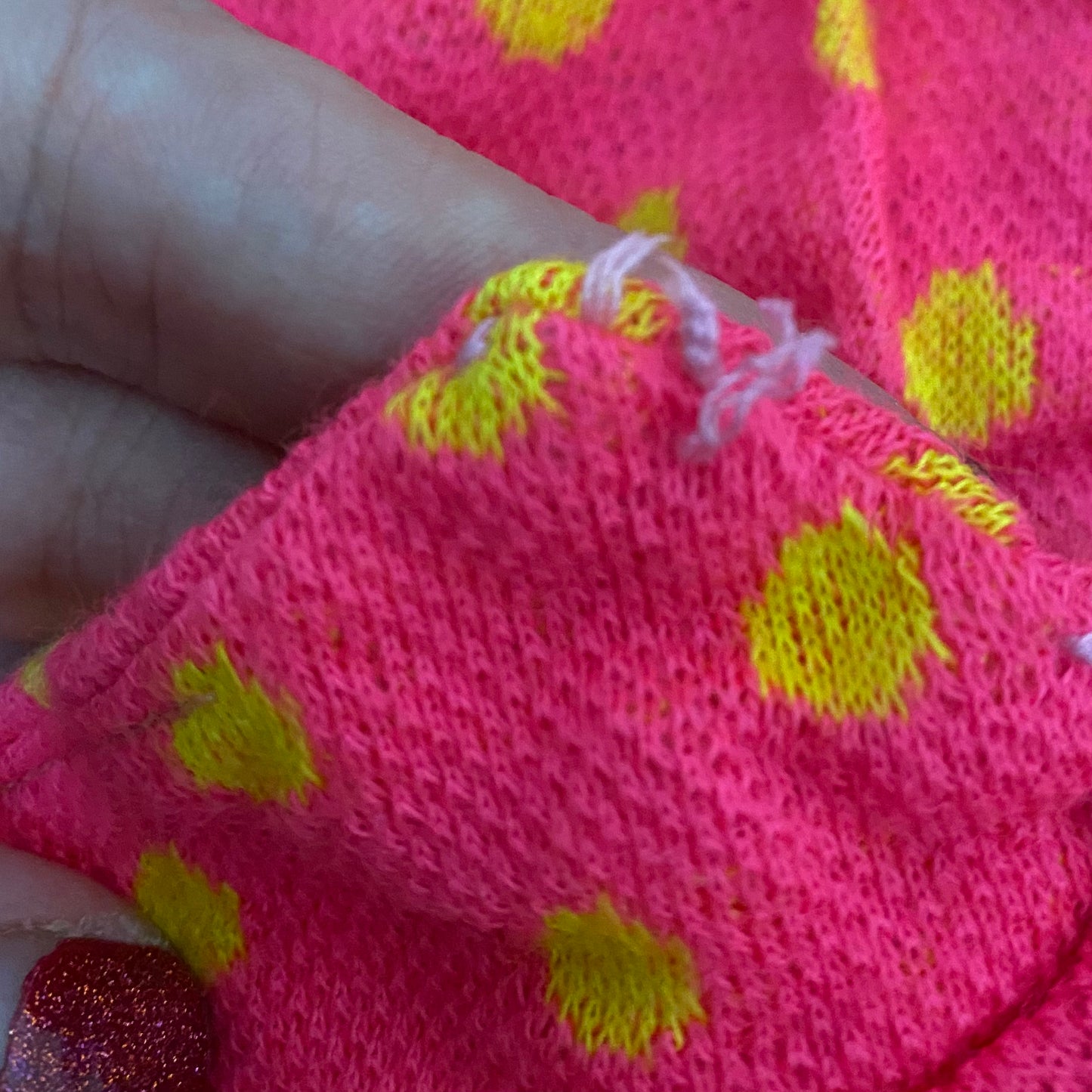 1960s Neon Mod Polka Dot Knit Mini Dress, Come Alive! Size Medium (AS-IS please read description)