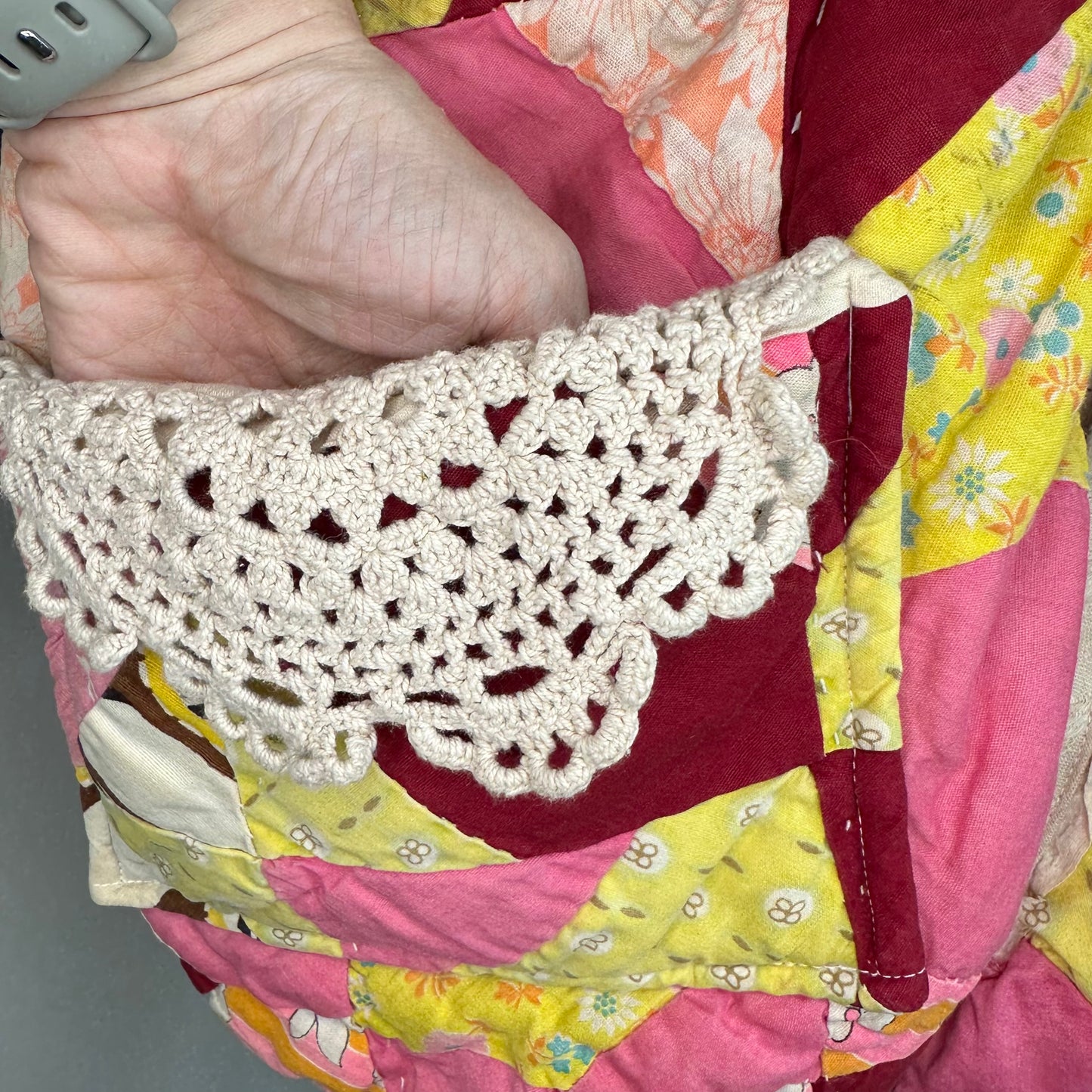 Vintage Patchwork Quilt Coat, Handmade, Size Medium