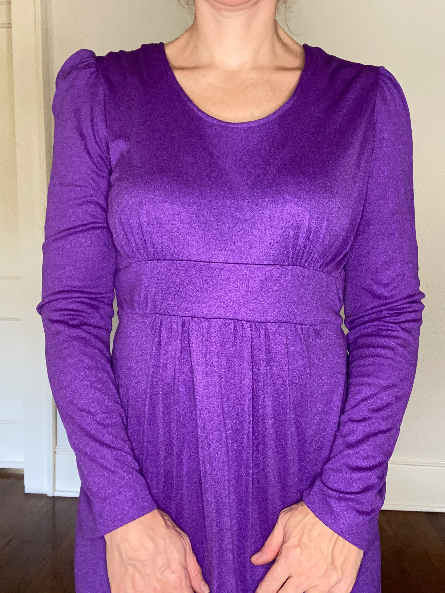 1970s Purple Maxi Dress, Lane Bryant Tall Shop, Size M/L, Long Sleeves