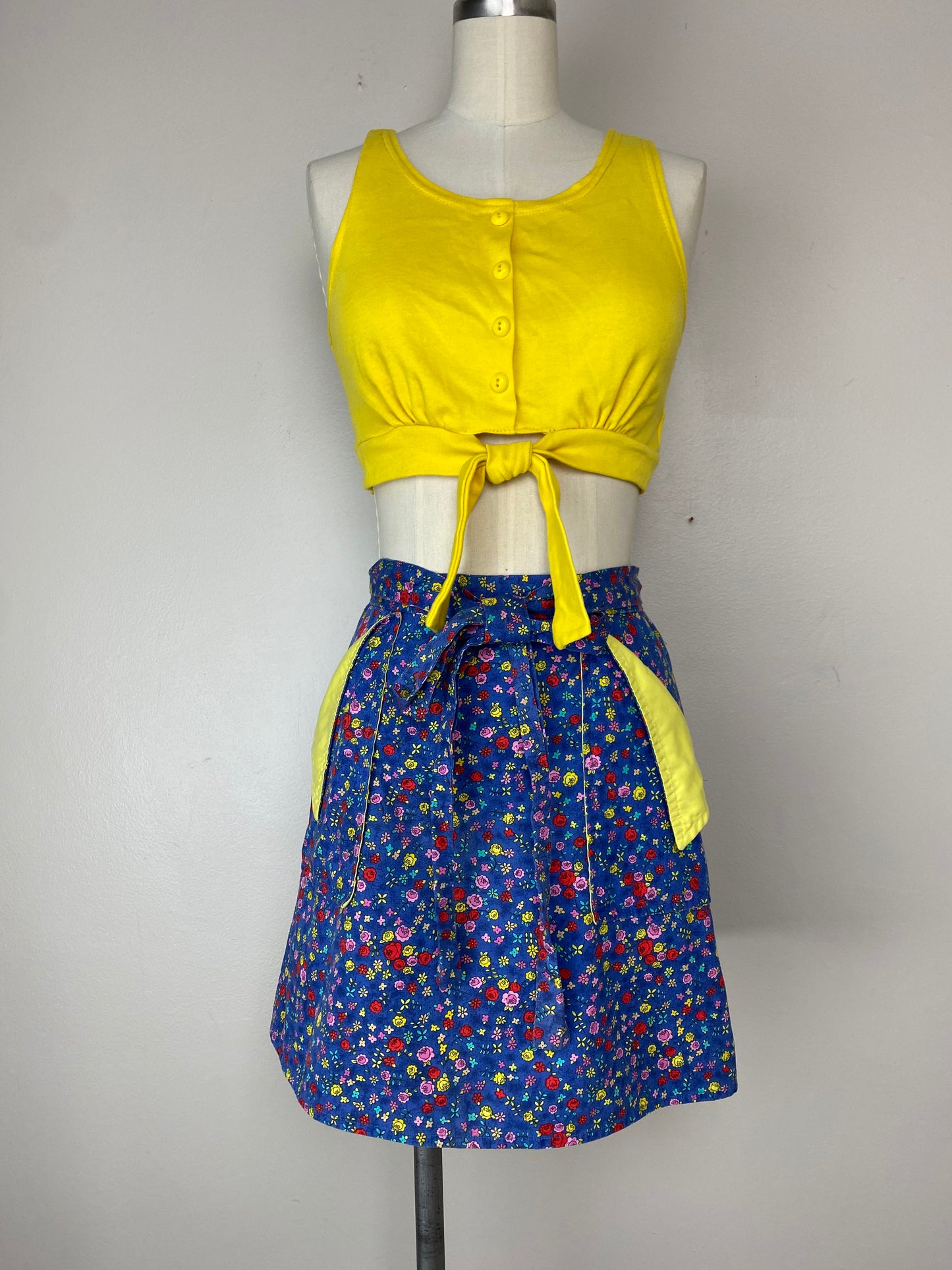 1970s Floral Wrap Skirt, Size Small, Homemade