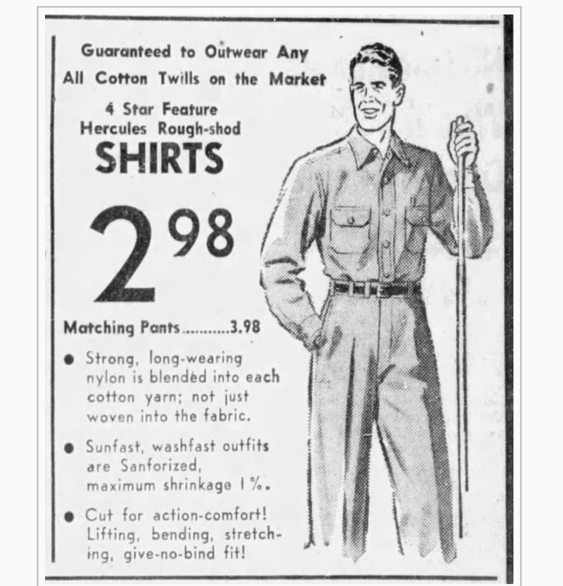 1950s Hercules Work Shirt, Size M/L, Campbell Clinic Brace Shop