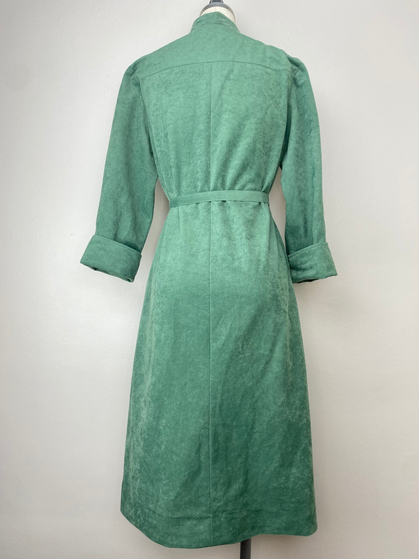1970s Green Velour Midi Dress, Henry Lee Size S/M