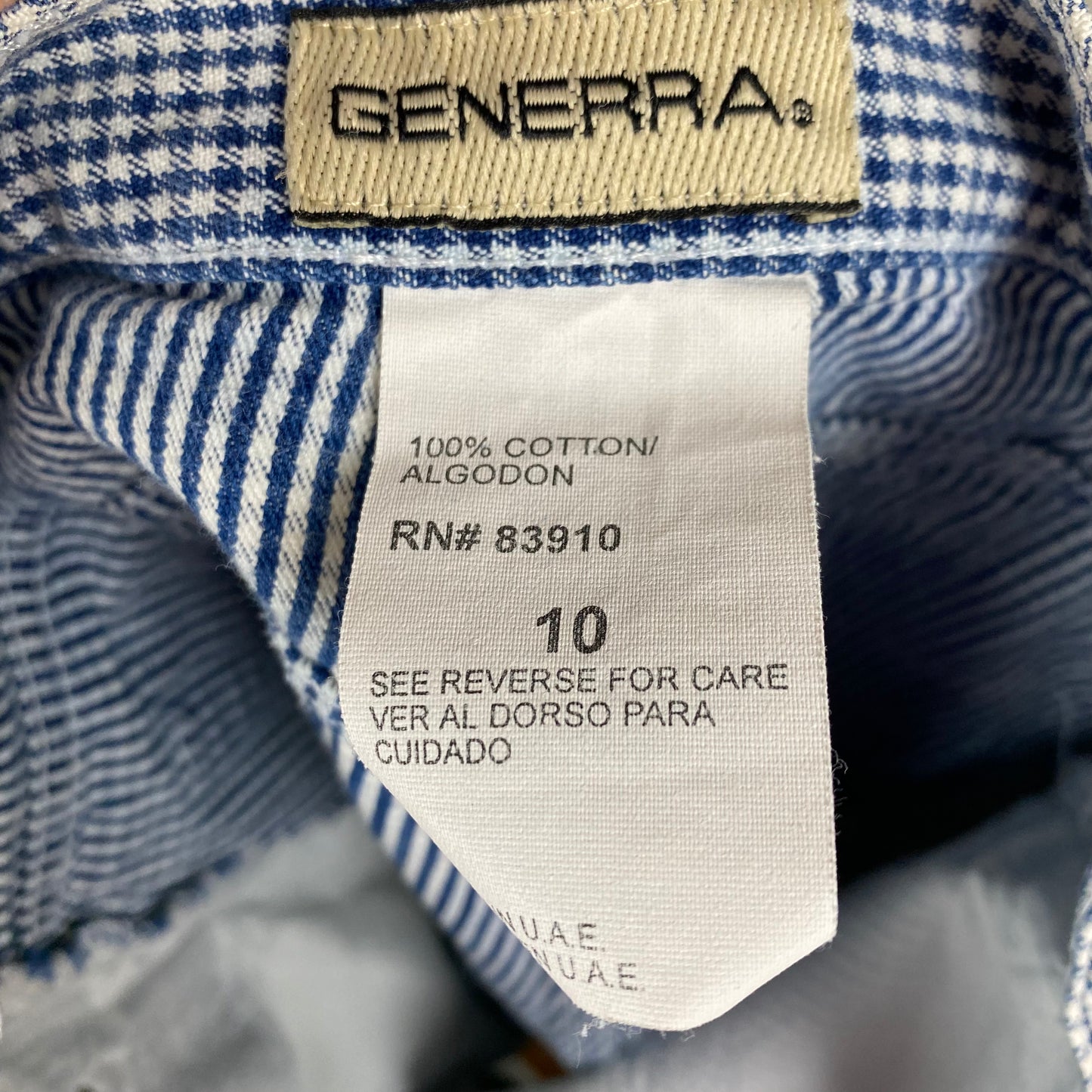 1990s Generra Blue Gingham Denim Shorts, Size Medium, 29" Waist, High Waisted