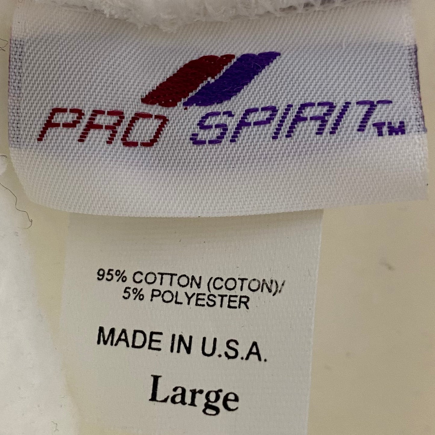 1990s White Hooded Sweatshirt, Pro Spirit Size L/XL, Single V