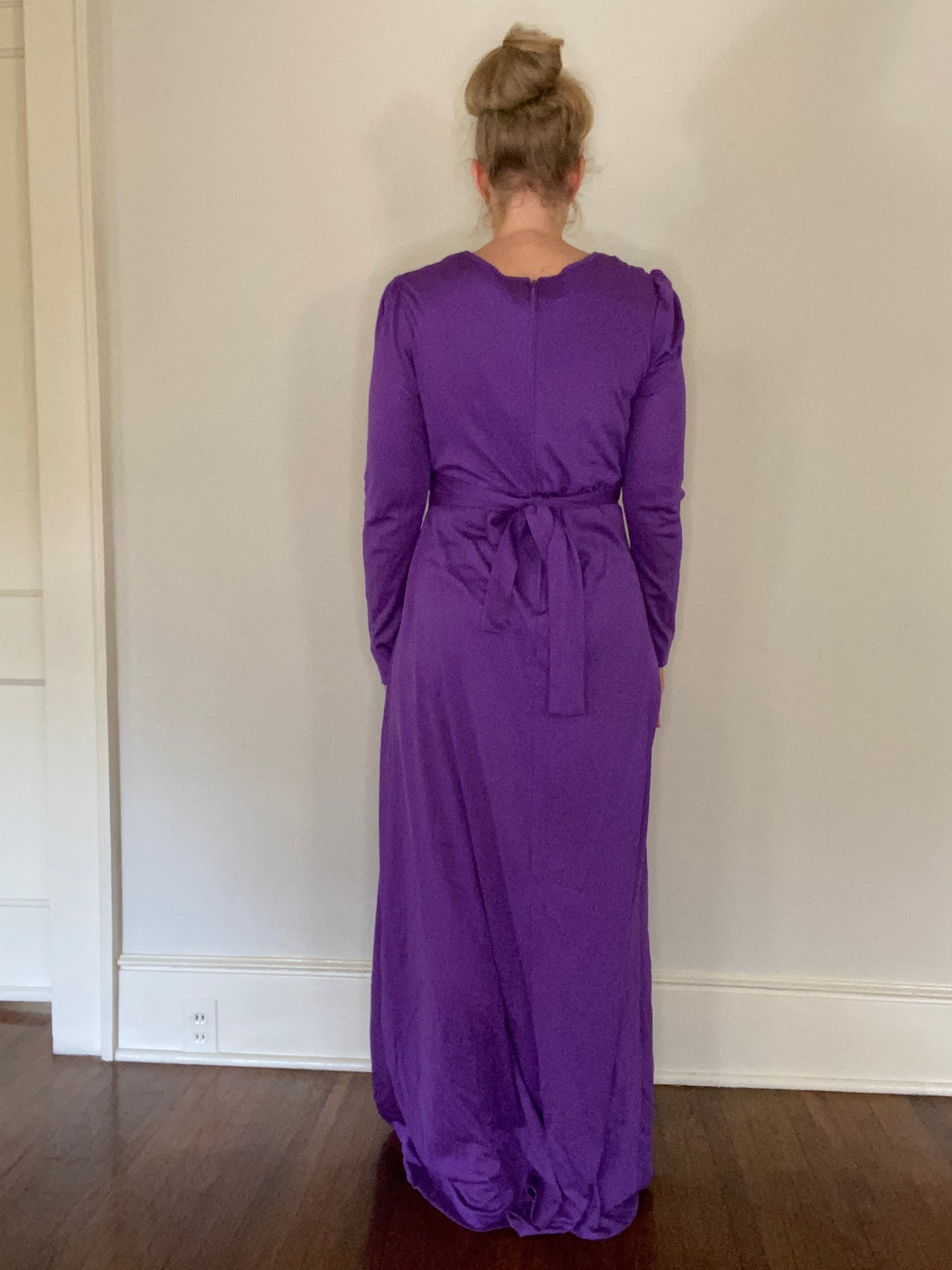 1970s Purple Maxi Dress, Lane Bryant Tall Shop, Size M/L, Long Sleeves