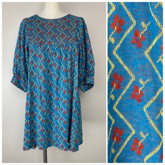 1960s/70s Alvin Duskin Mini Dress, Floral Knit, Size XS/S