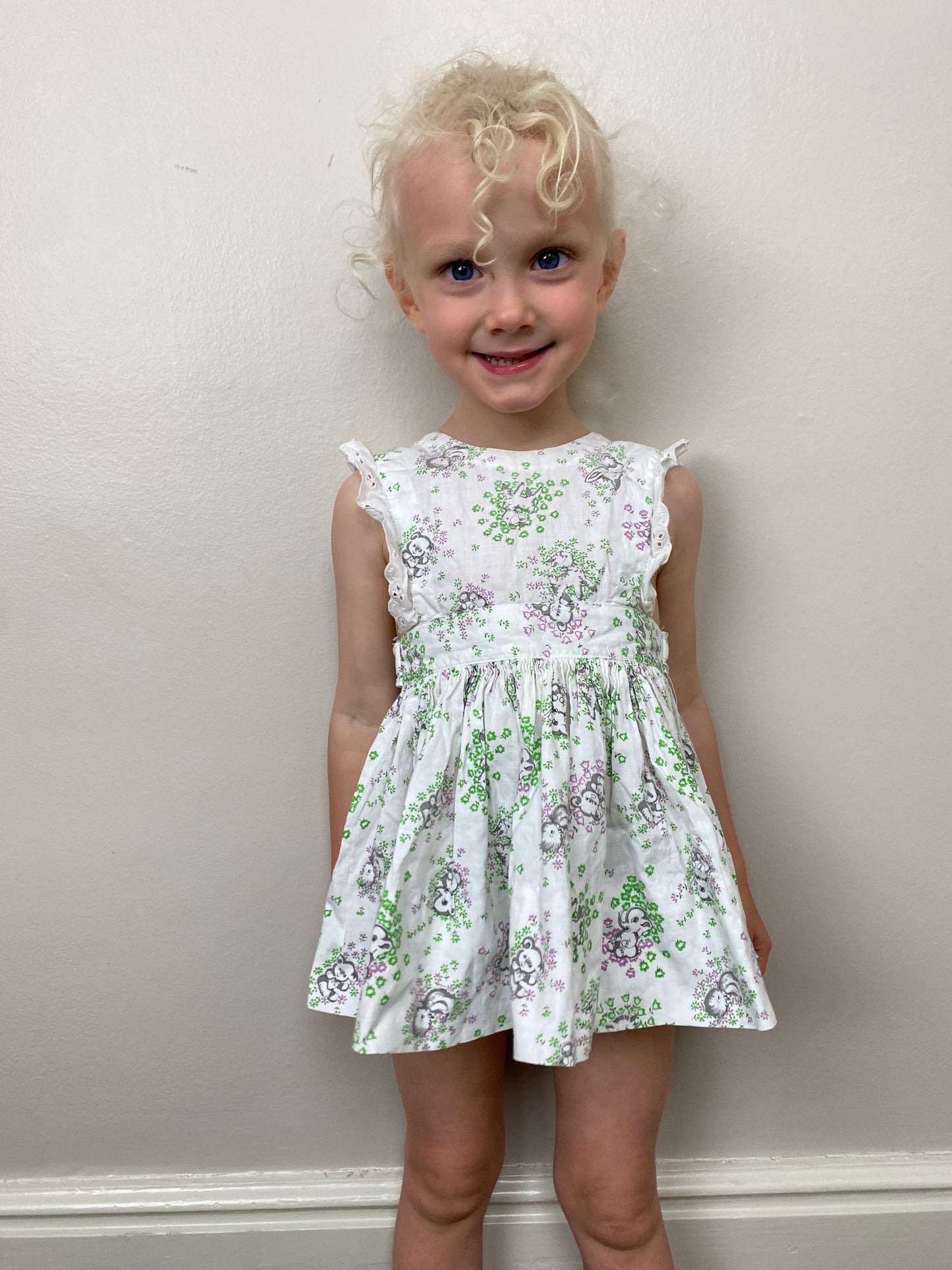 1950s Baby Animal Print Pinafore Dress, Novelty Print, Size 3-6m