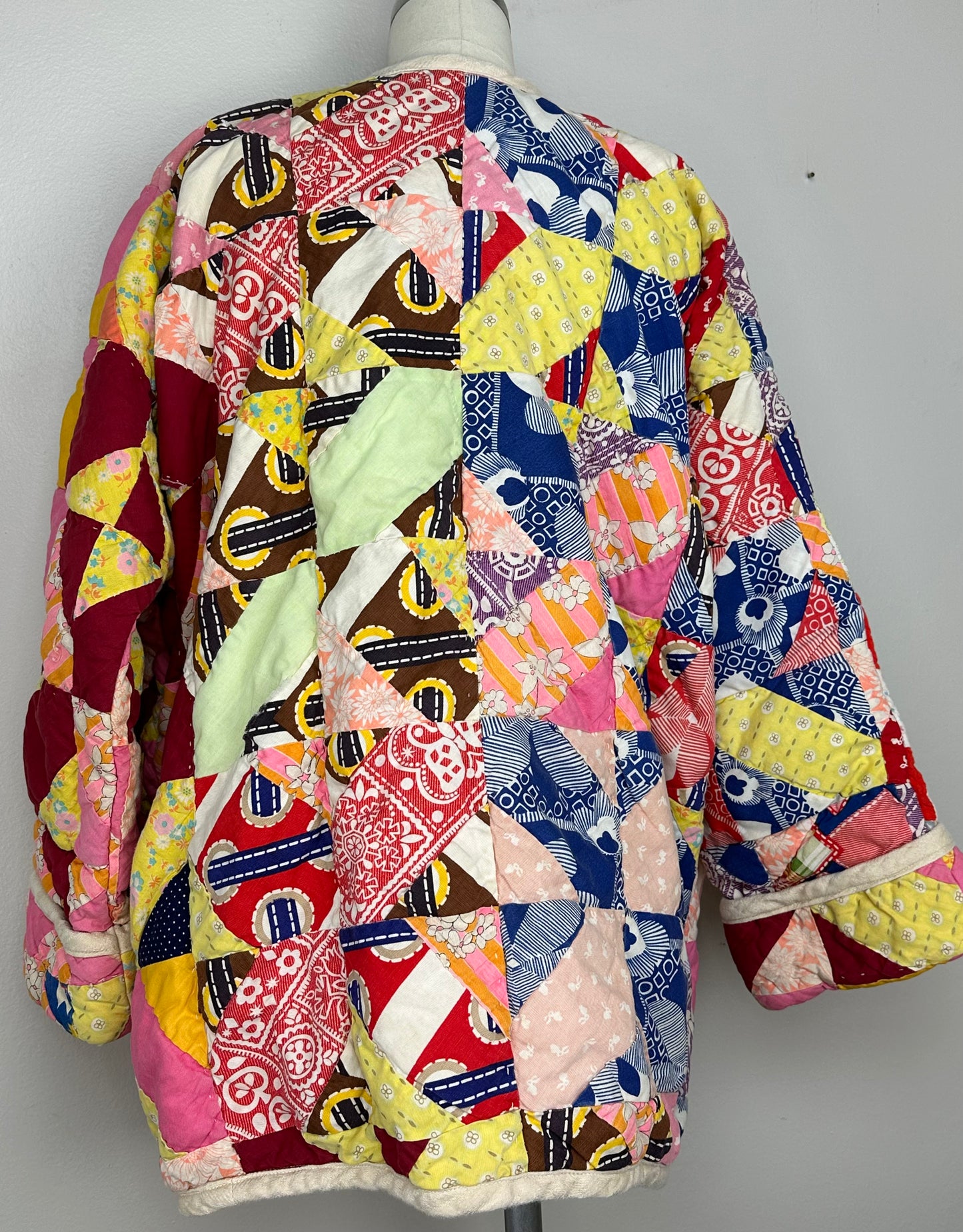 Vintage Patchwork Quilt Coat, Handmade, Size Medium