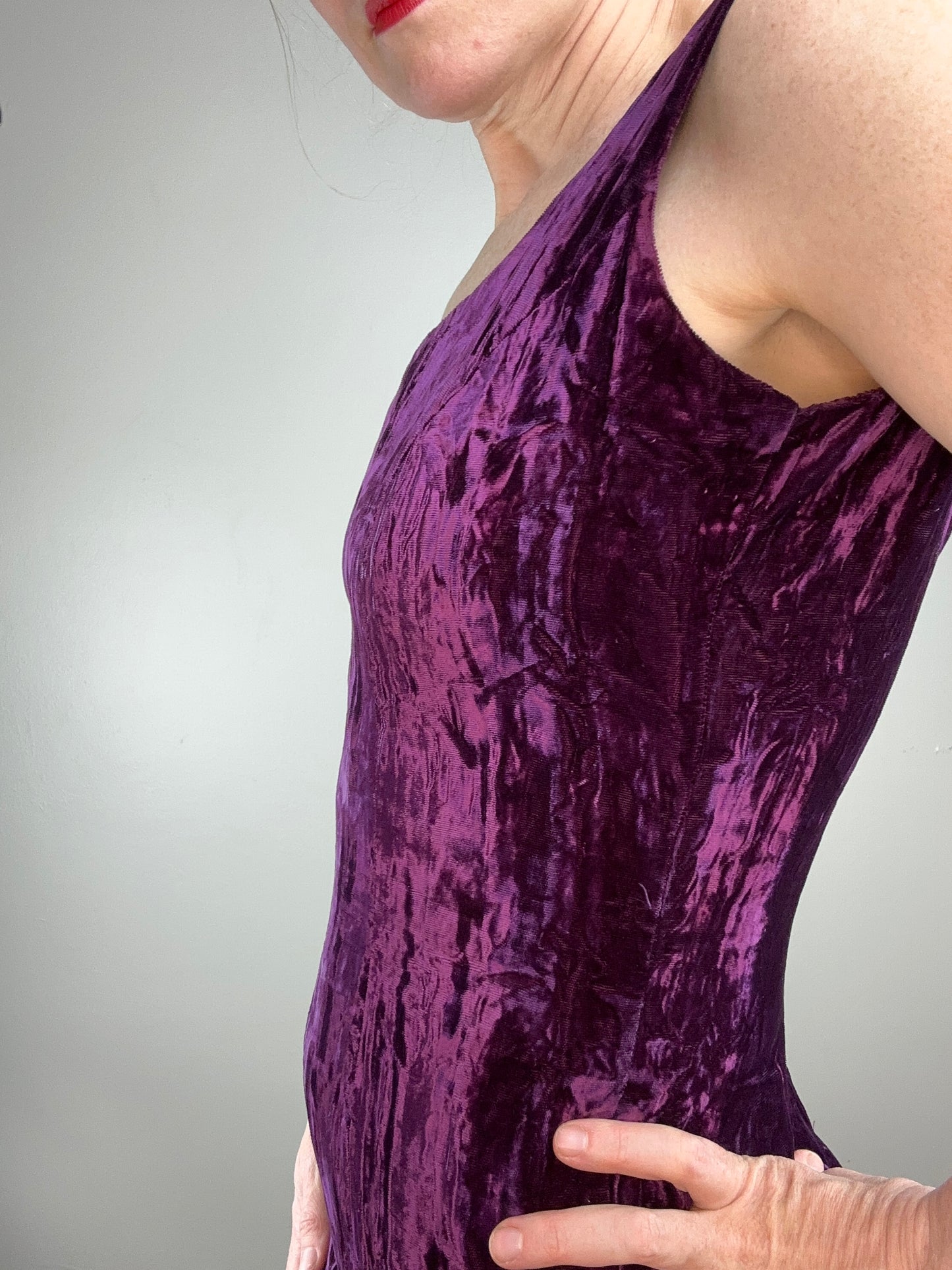 1980s Betsey Johnson Purple Crush Velvet Mini Dress, Size Medium, Punk Label