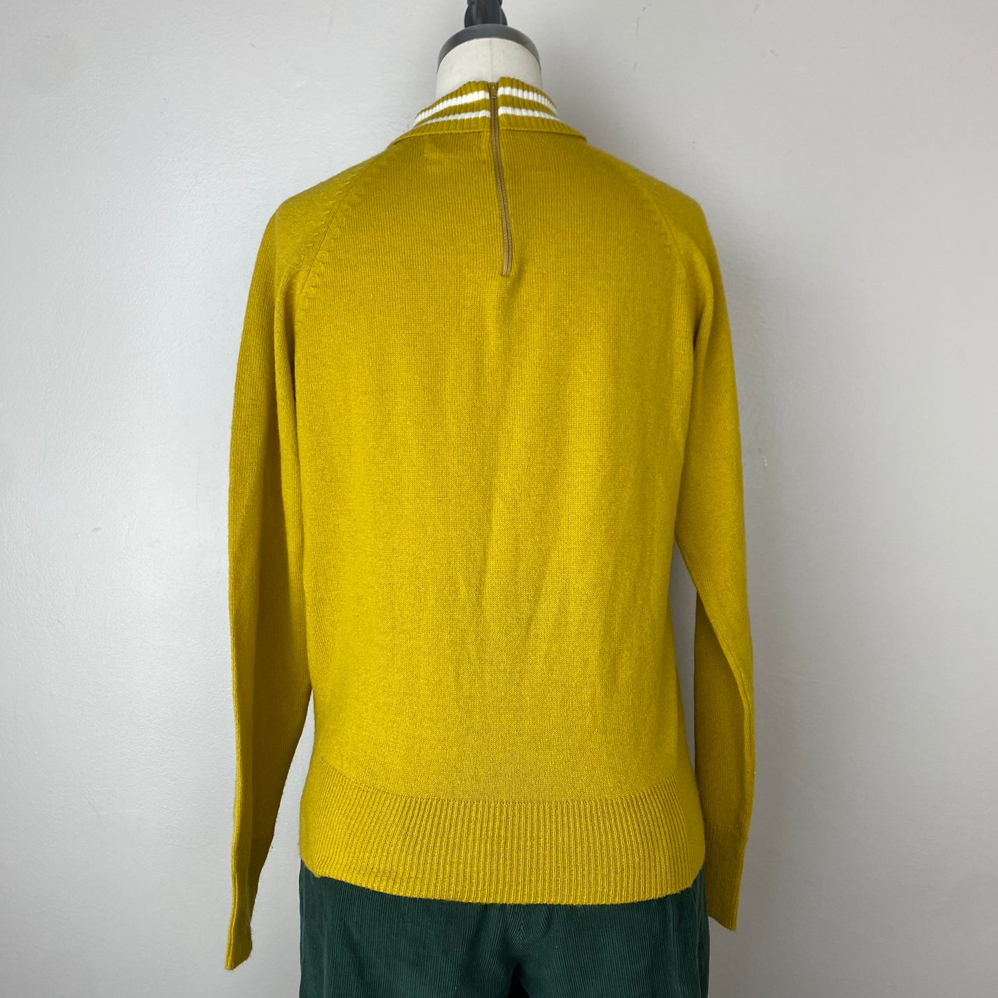 1970s Mustard Turtleneck Sweater, Back Zip, Size Small-Medium