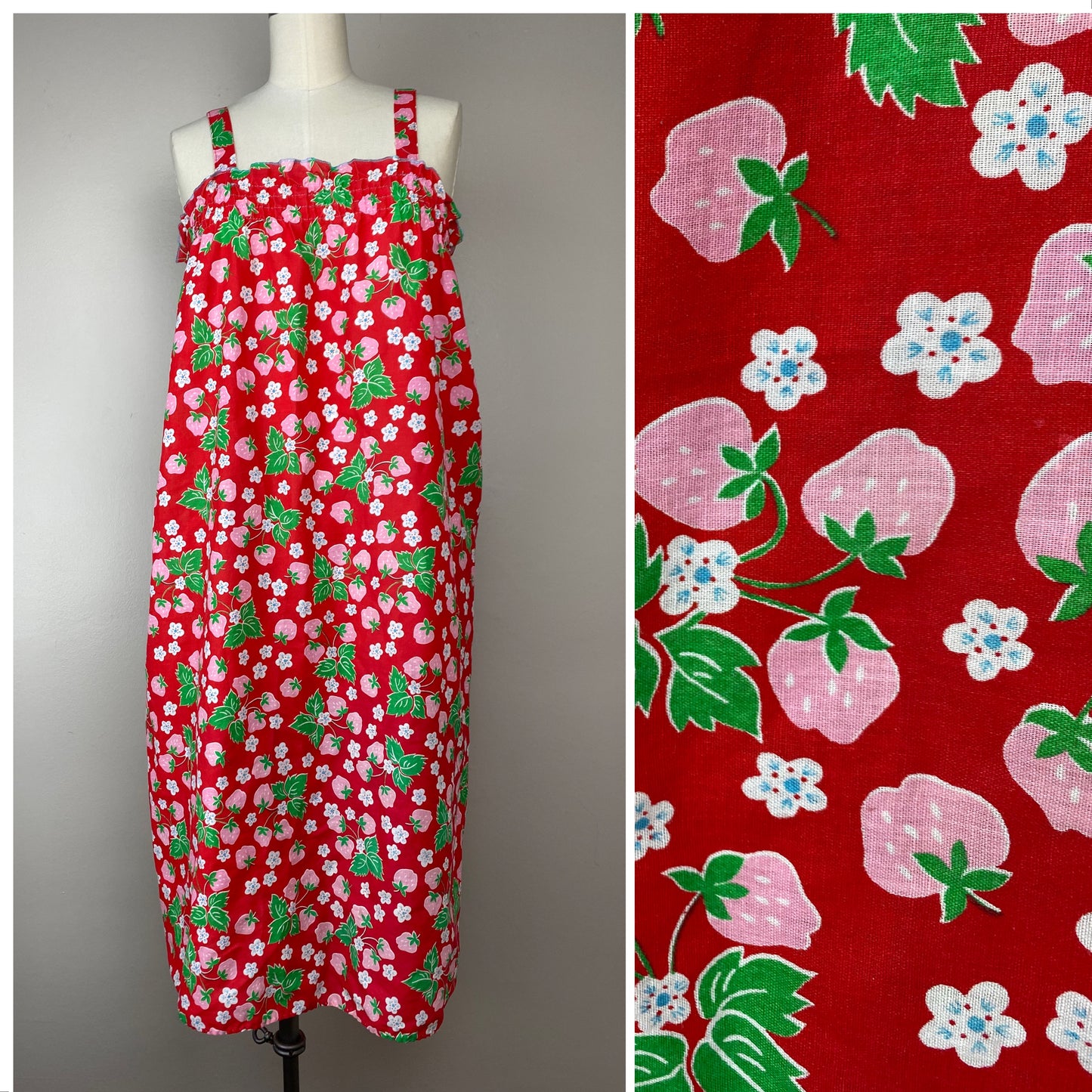 1980s Strawberry Sundress, Size Medium