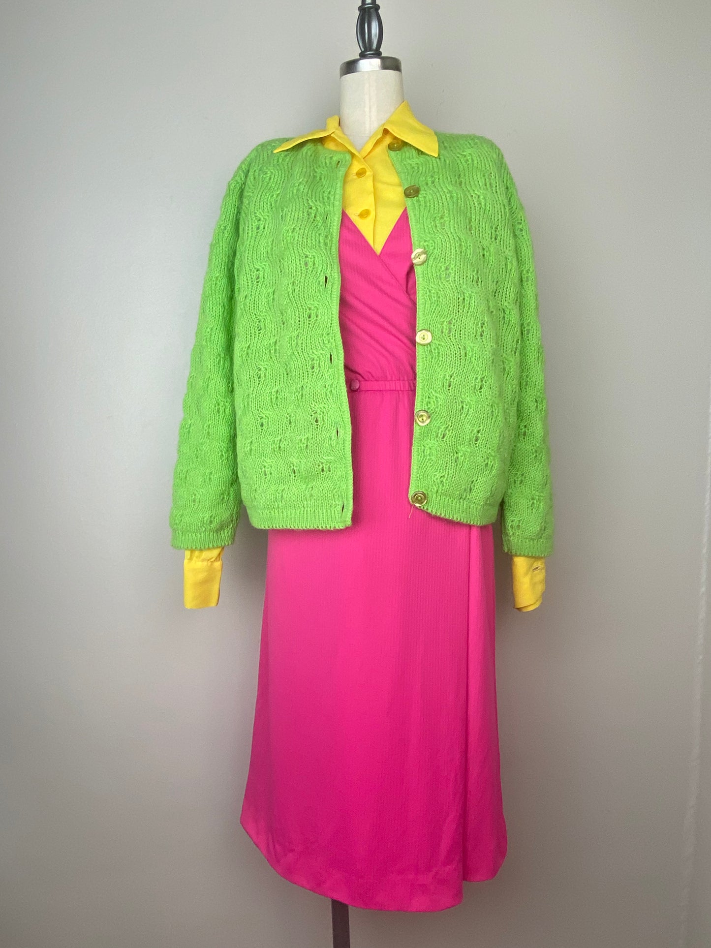 1970s/80s Hot Pink Wrap Dress, Rodier Paris Size XS/S