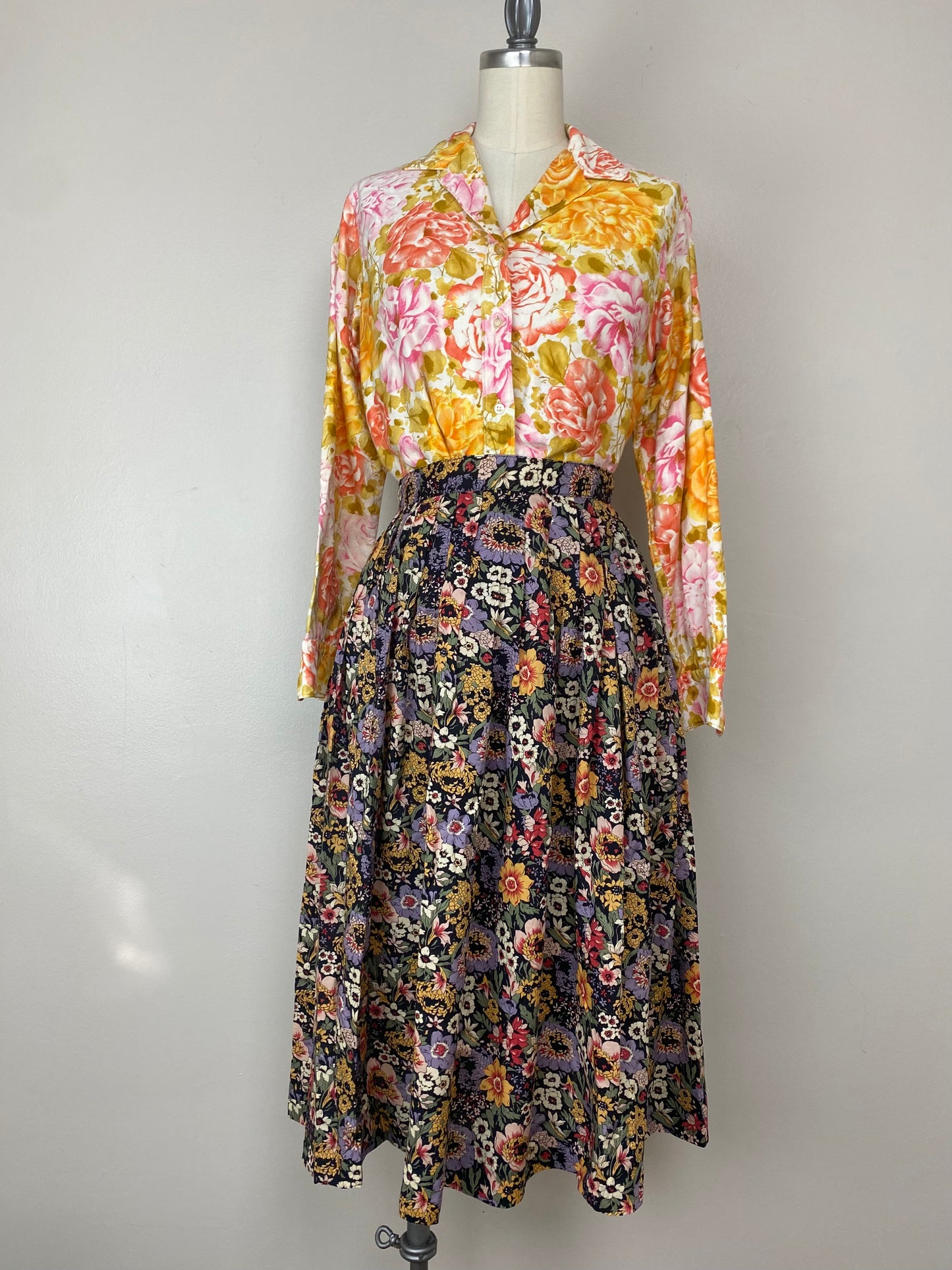 1950s/60s Floral Blouse, The Cotton Picker, Size S/M