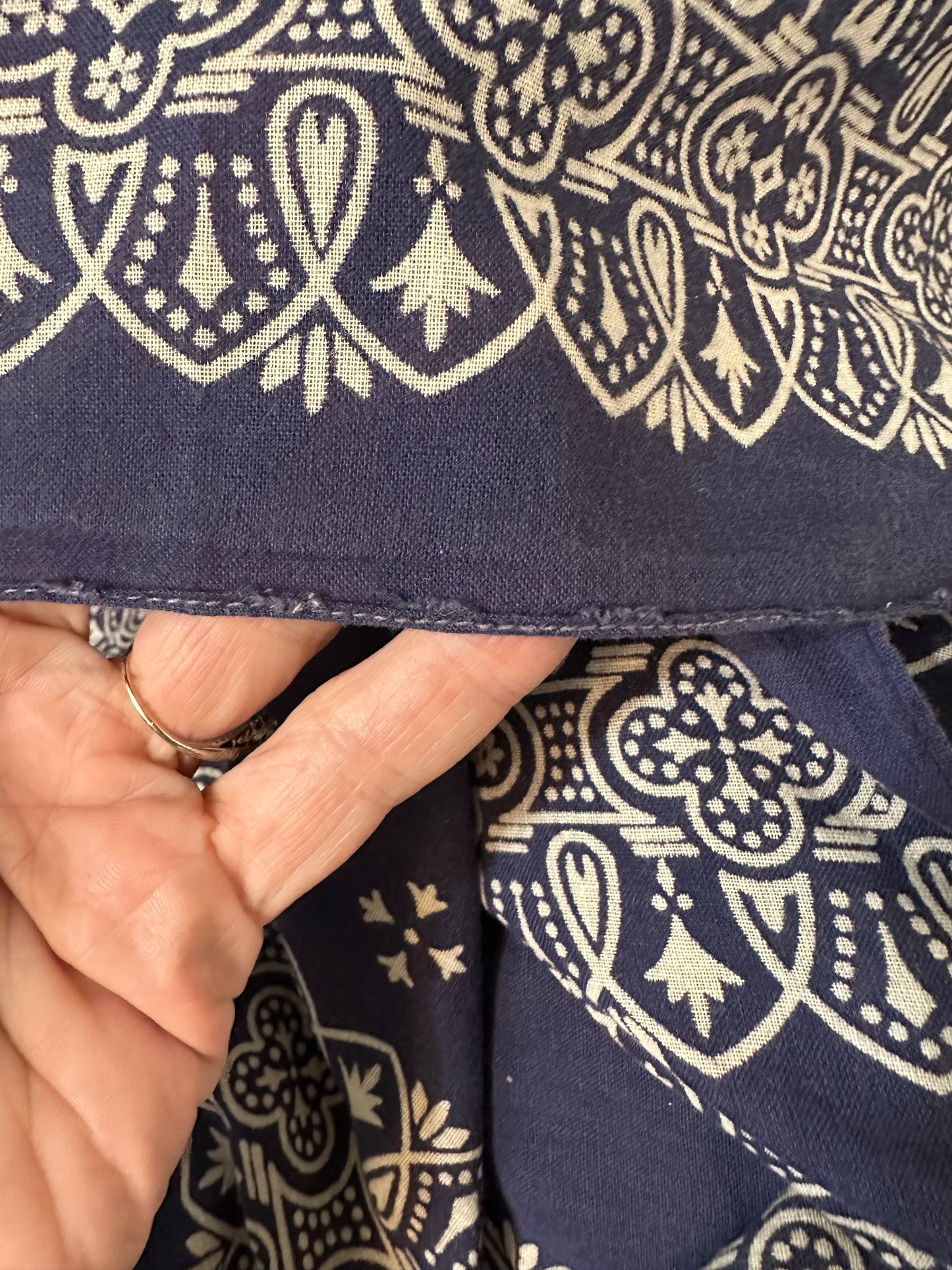 1950s/60s Indigo Blue Bandana, RN 14193, Medallion, Selvage Edge