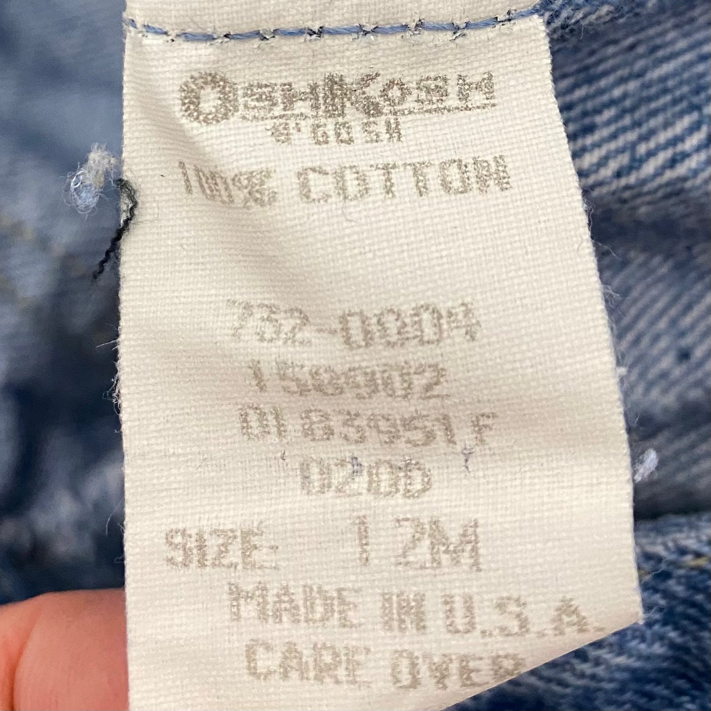 1990s Baby B’Gosh Denim Overalls, Size 12m, Bubble, Oshkosh B Gosh