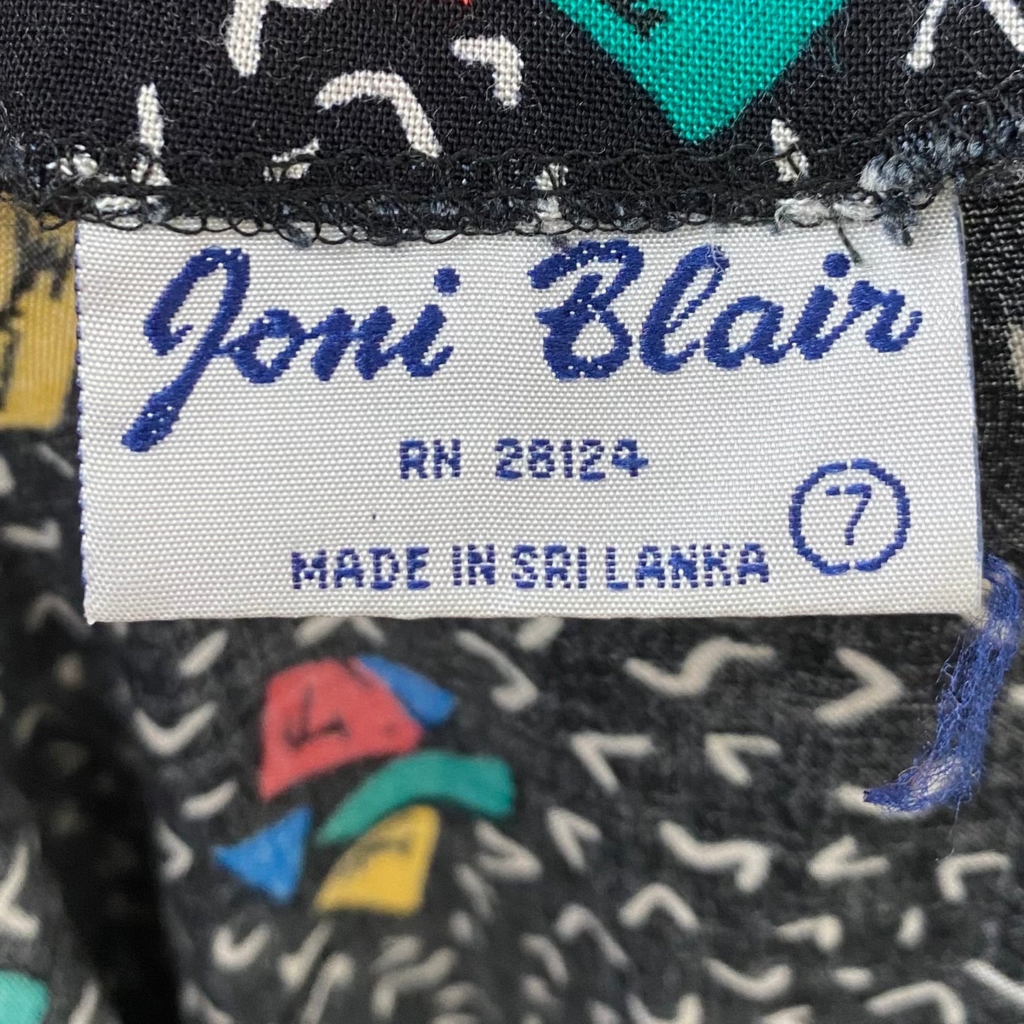 1980s Black Confetti Print Dress, Joni Blair, Size S/M