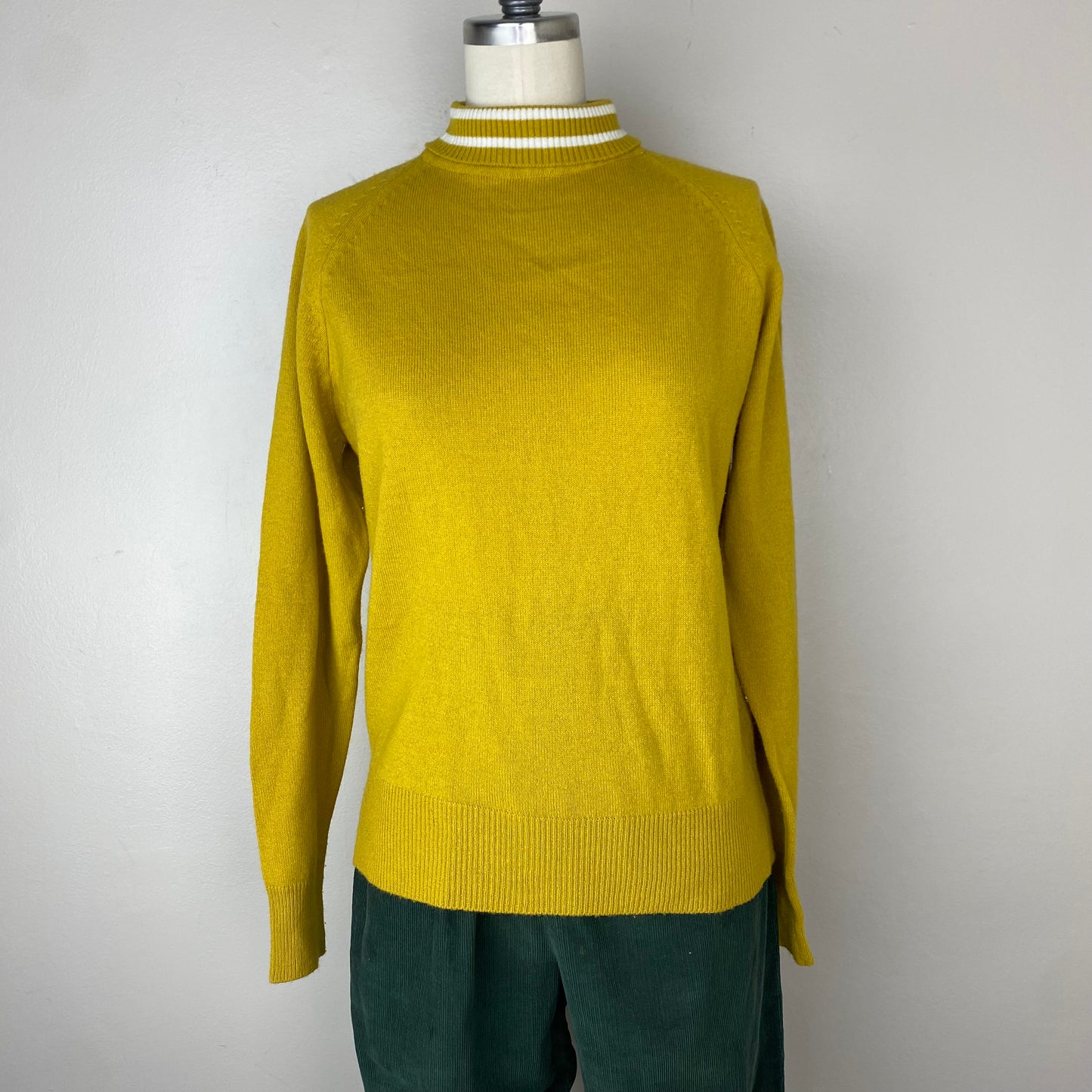 1970s Mustard Turtleneck Sweater, Back Zip, Size Small-Medium