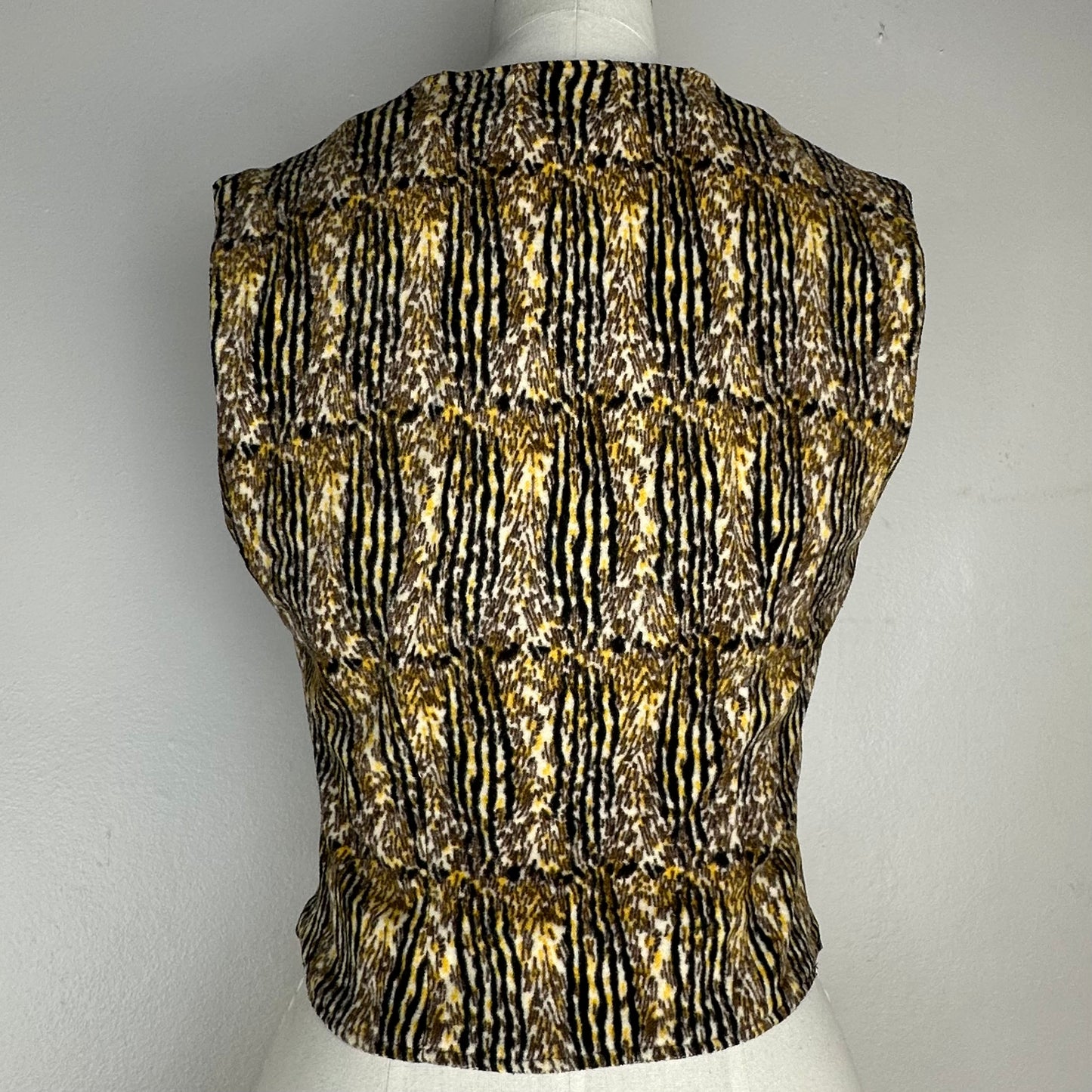 1960s Tiger Print Velour Pant Suit, Size Small, Vest and Pants
