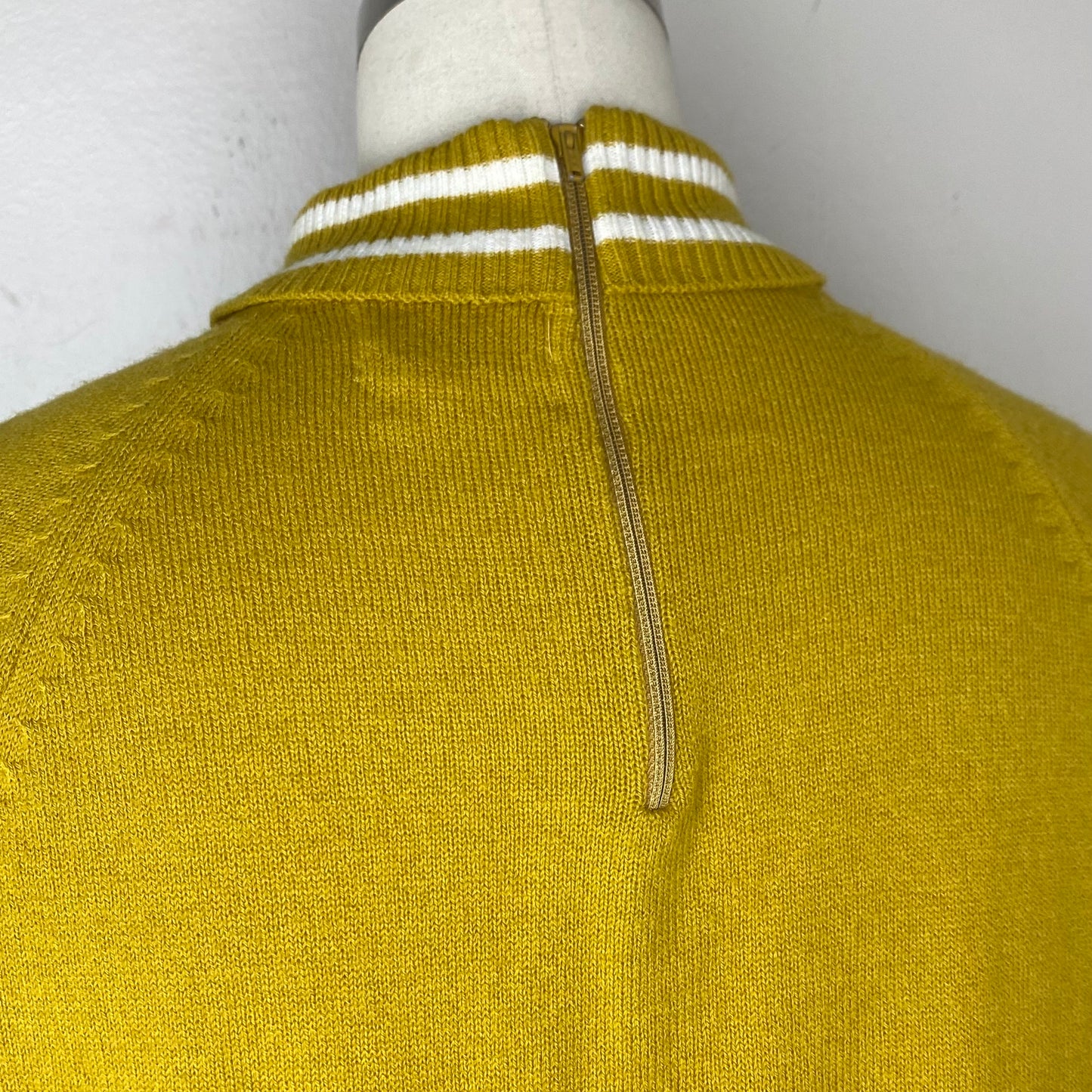 1970s Mustard Turtleneck Sweater, Back Zip, Size Small-Medium