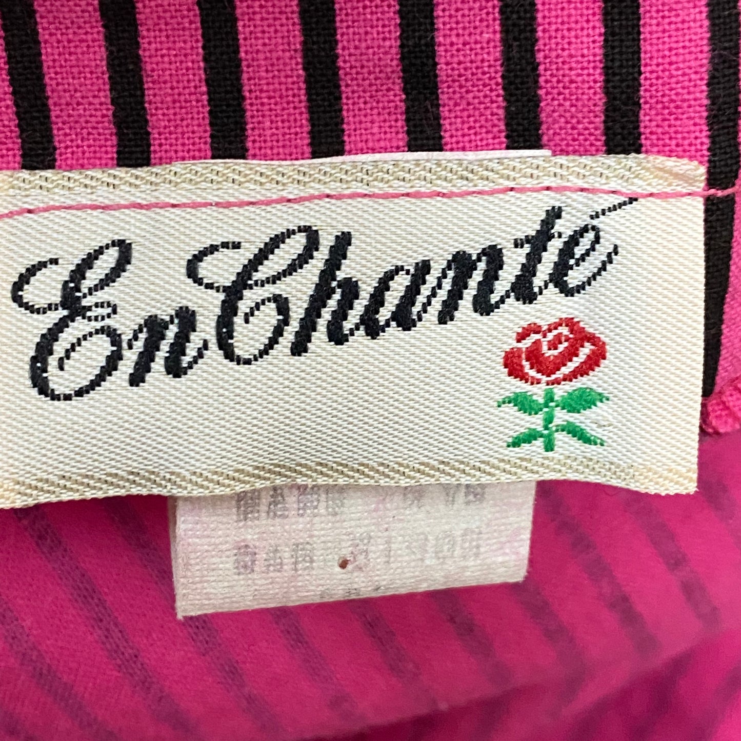 1980s Crop Top and Pants Set, En Chante Size XS, Pink and Black Stripes