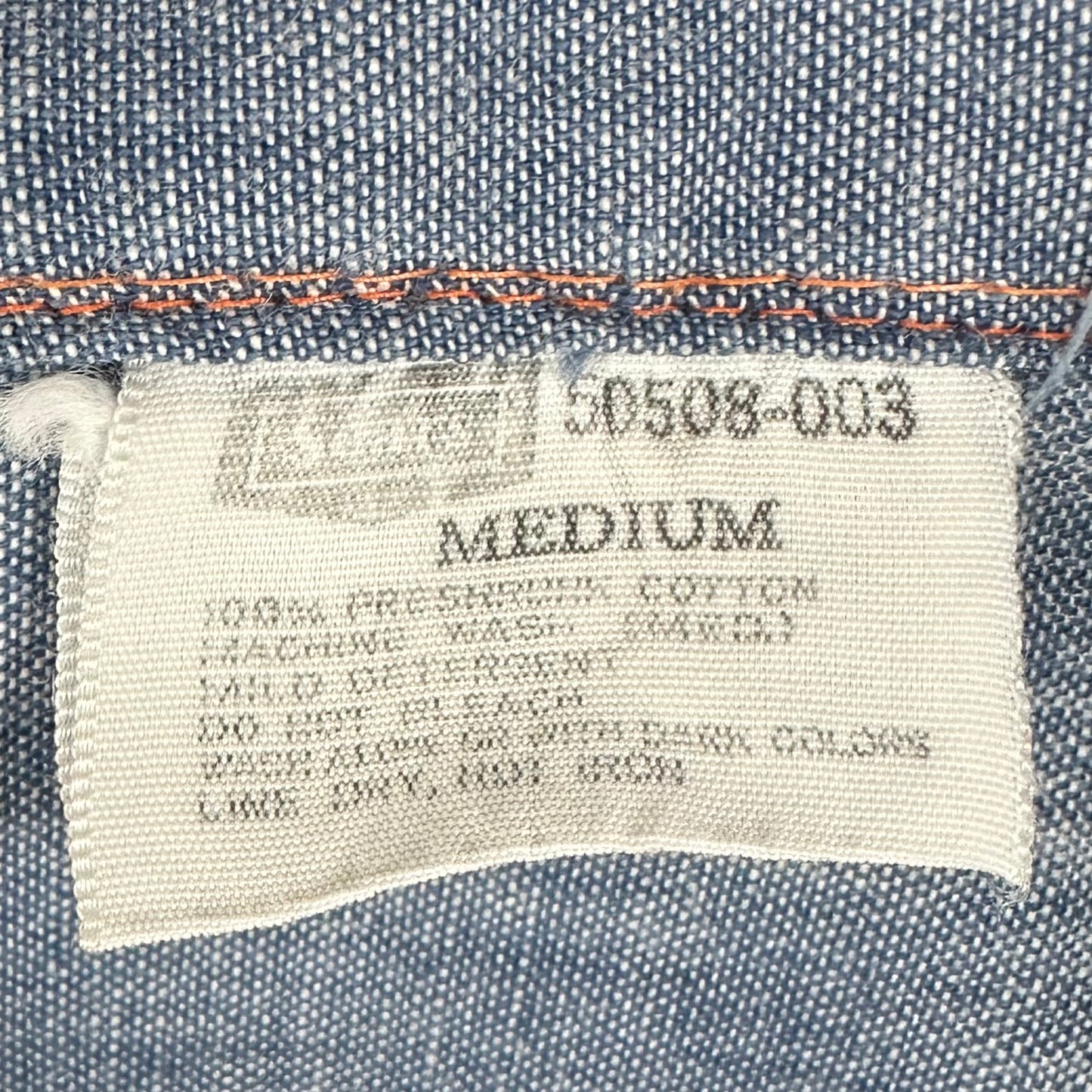 1970s Chambray Western Shirt with Embroidery, Sears Size Medium
